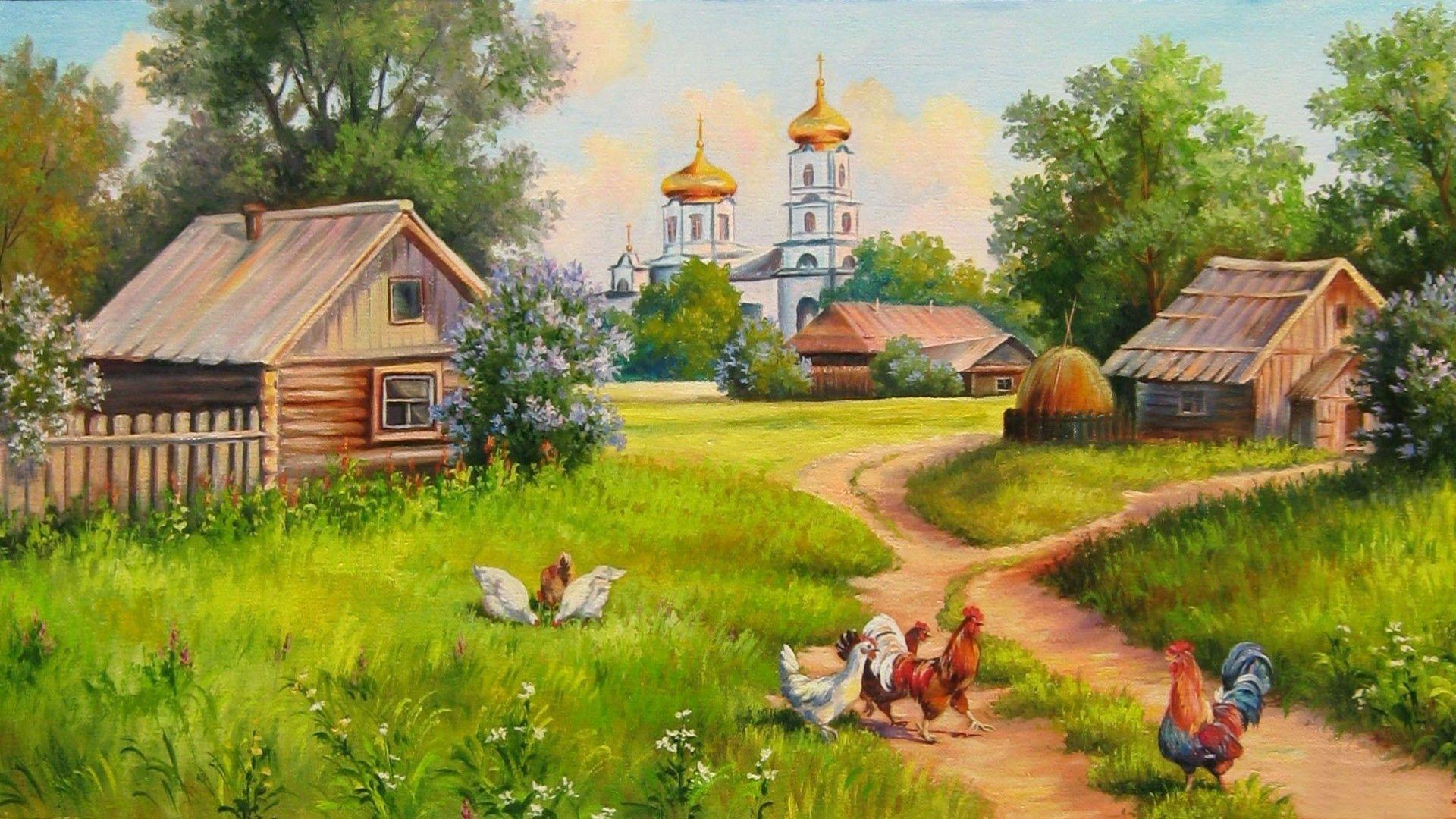 [View 23+] Village Life Indian Village Scenery Painting