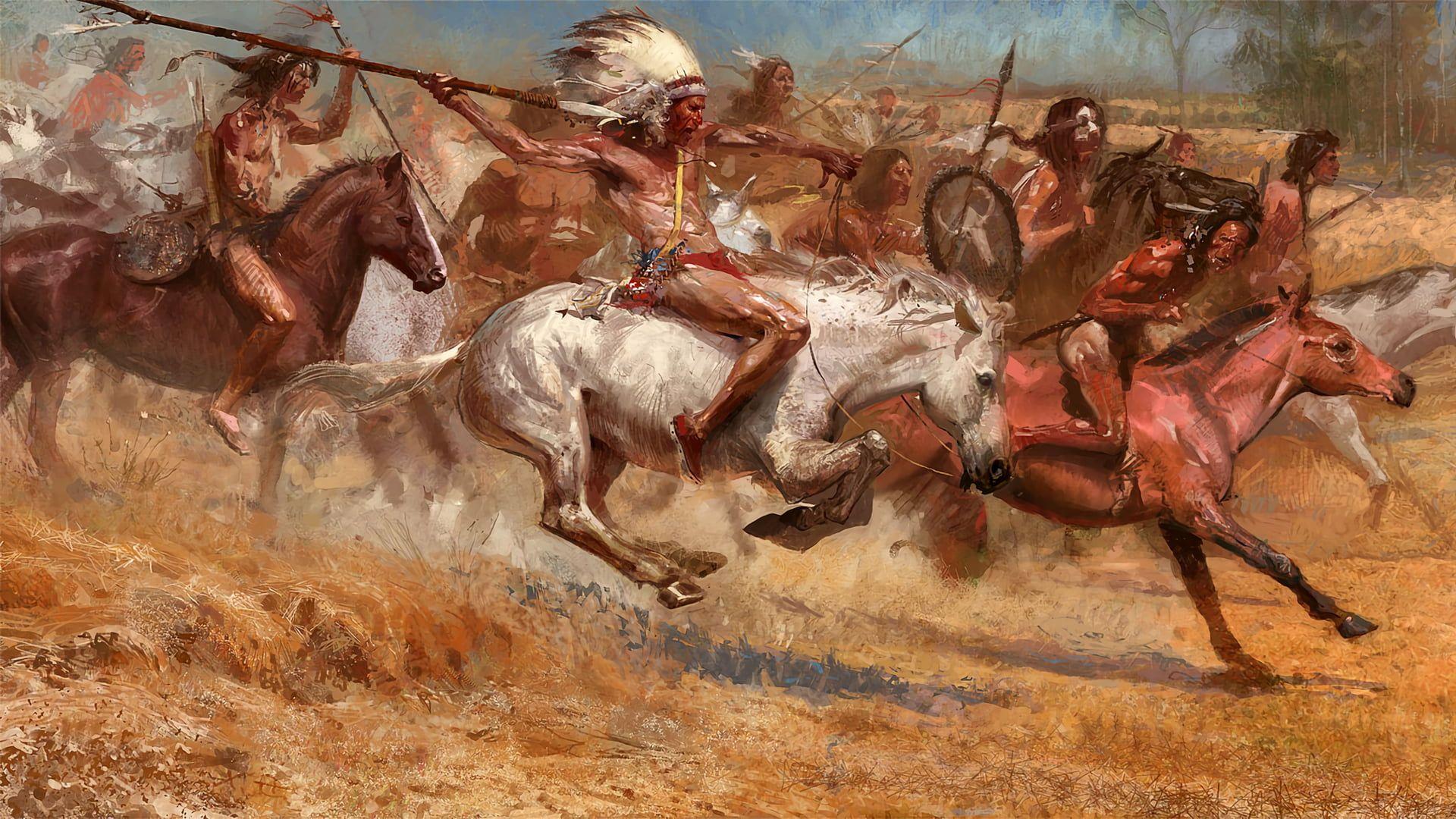 1920x1080 Native American war, spear, battle, Native Americans HD wallpaper