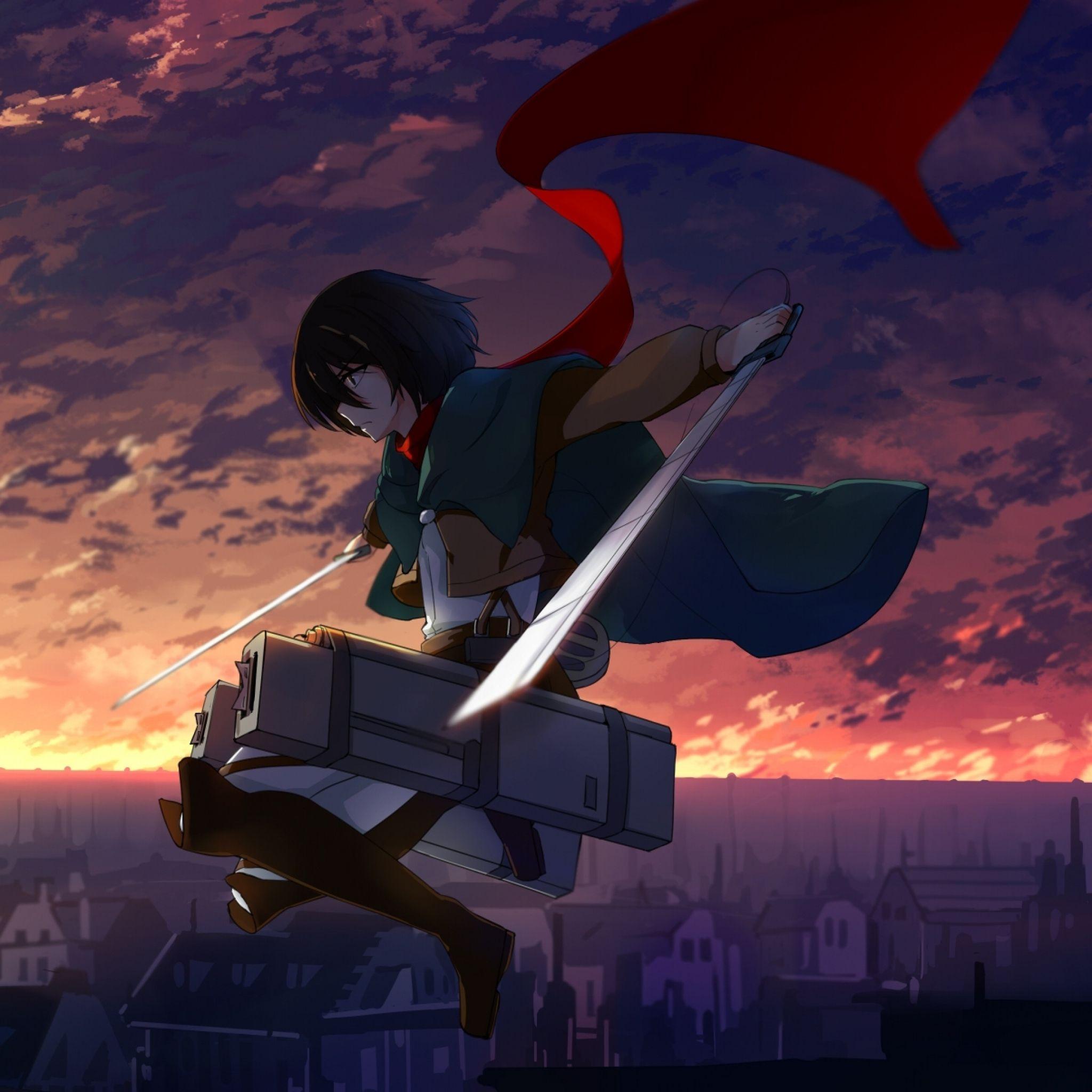 2048x2048 Anime Shingeki No Kyojin Mikasa Ackerman iPad Air Wallpaper Free Download