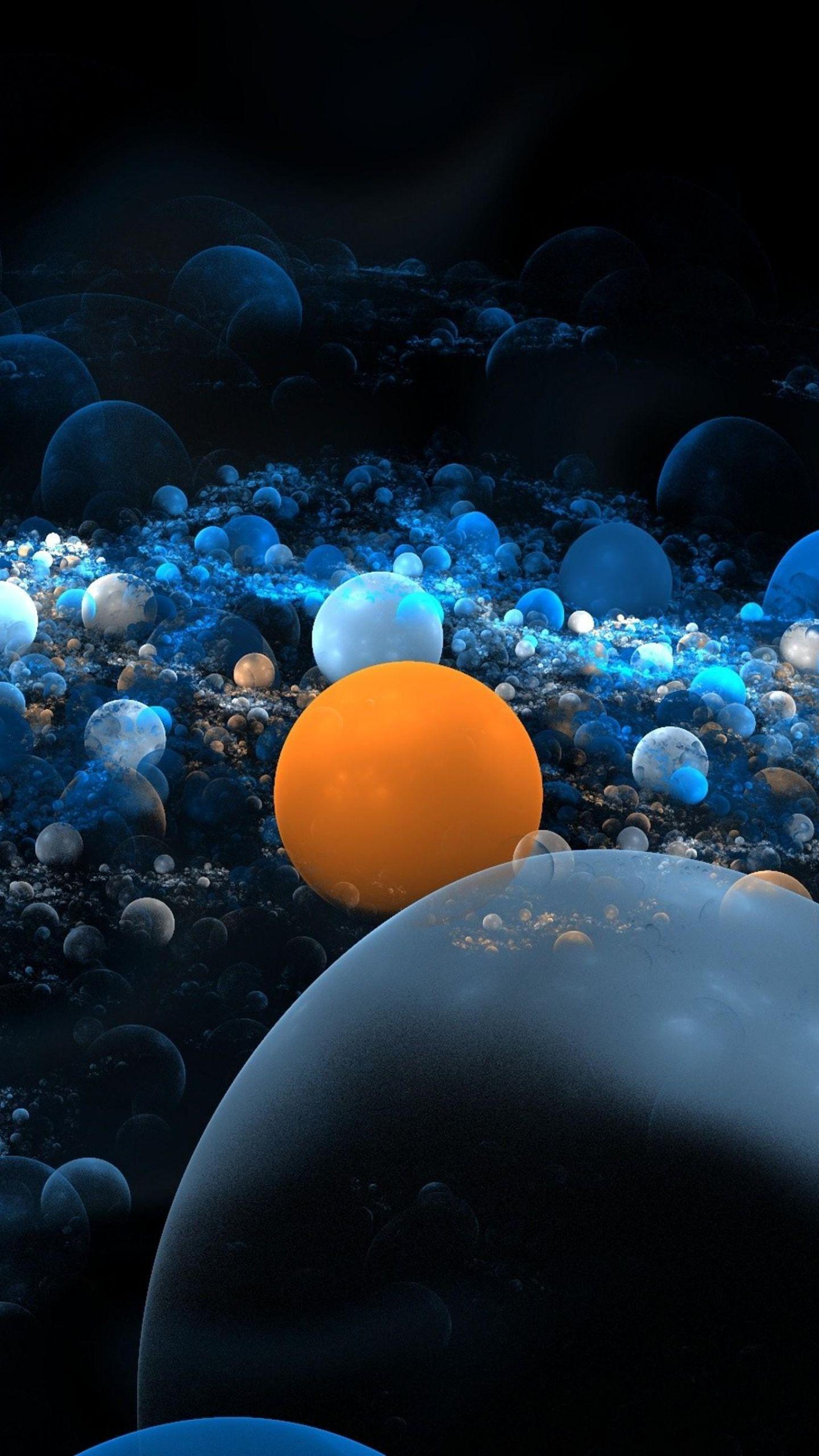 1440x2560 Orange and Blue 3D Desktop HD Wallpaper