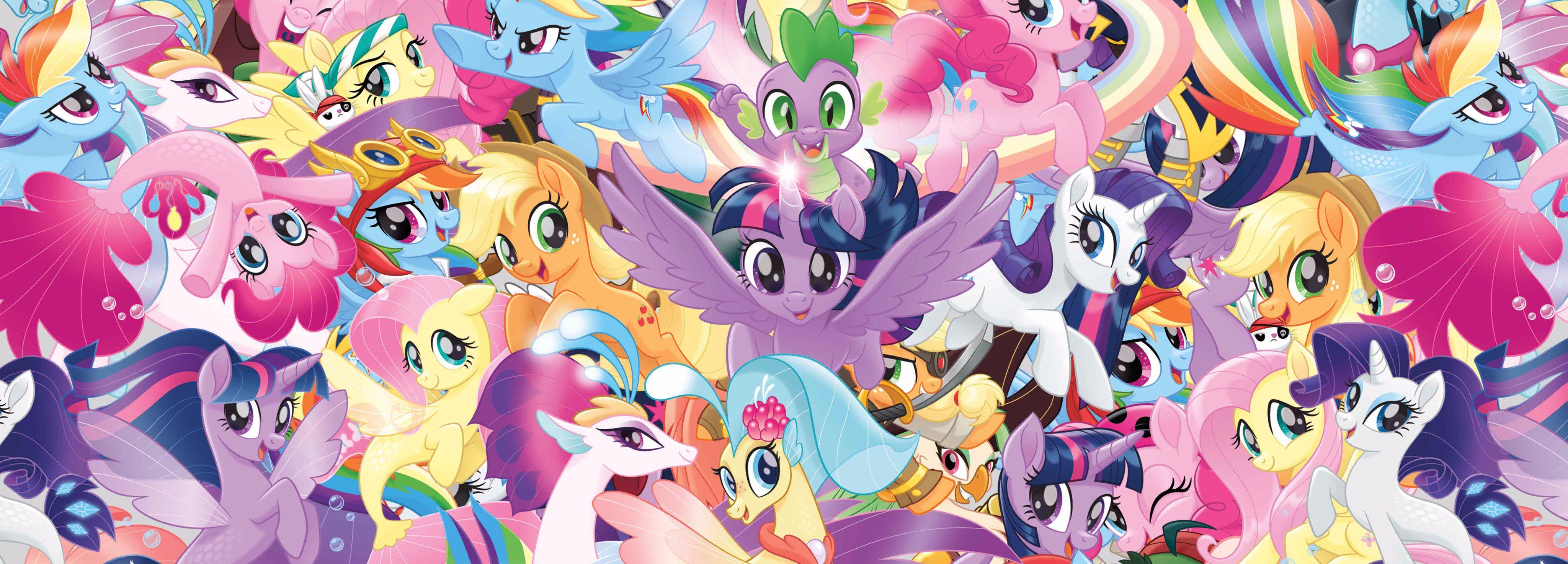 4096x1474 Download Angel Bunny Captain Celaeno Queen Novo Princess Skystar Rainbow Dash Pinkie Pie Fluttershy (My Little Pony) Applejack (My Little Pony) Rarity (My Little Pony) Spike (My Little Pony) Twilight Sparkle Movie