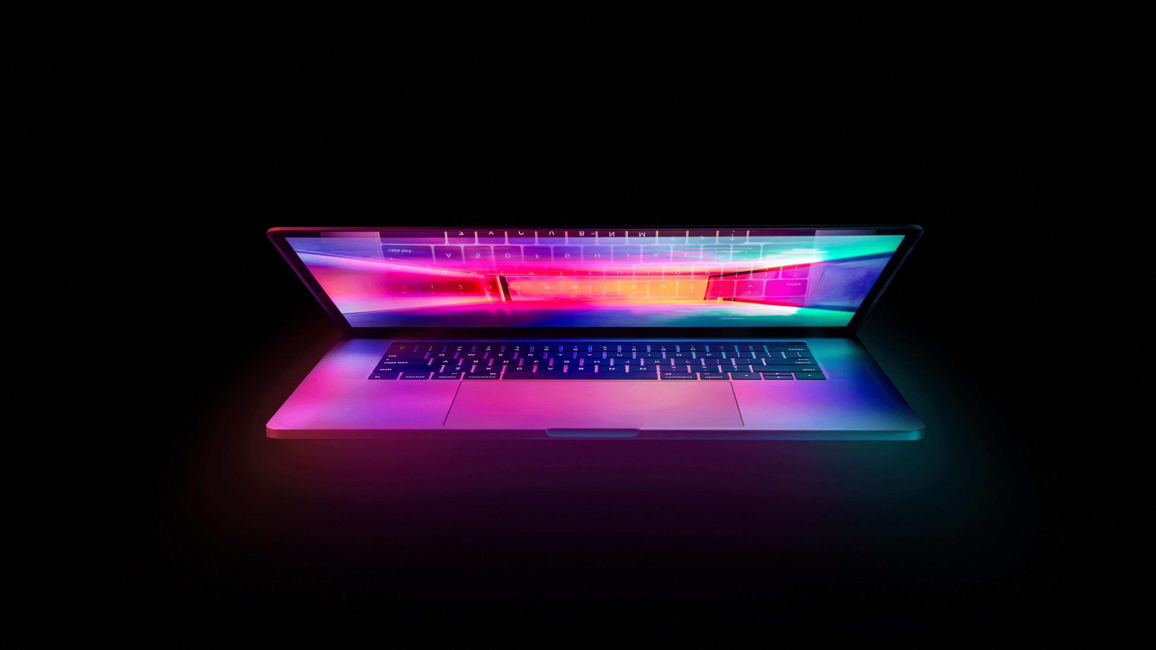 3840x2160 Colorful Laptop With Black Background 4K HD Black Aesthetic Wallpaper