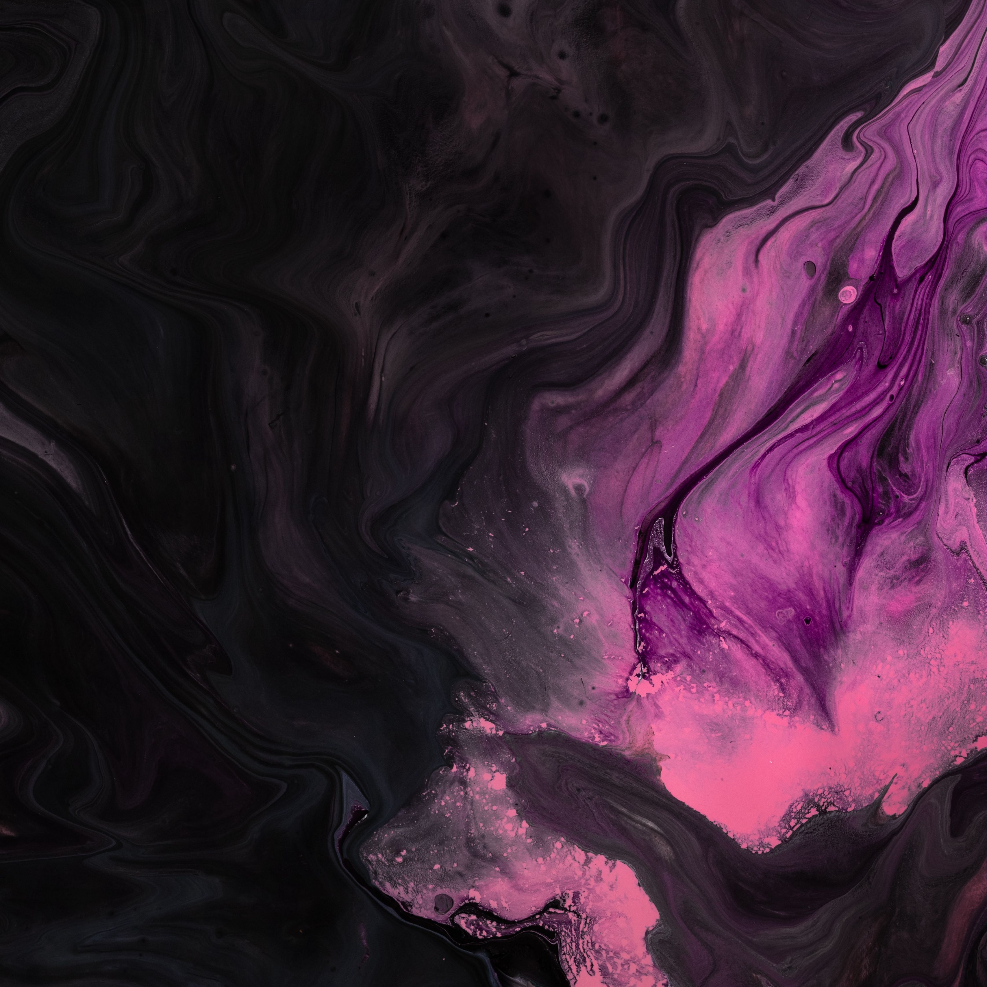 3415x3415 Download wallpaper 3415x3415 paint, stains, pink, black, liquid ipad pro 12.9 retina for parallax HD background