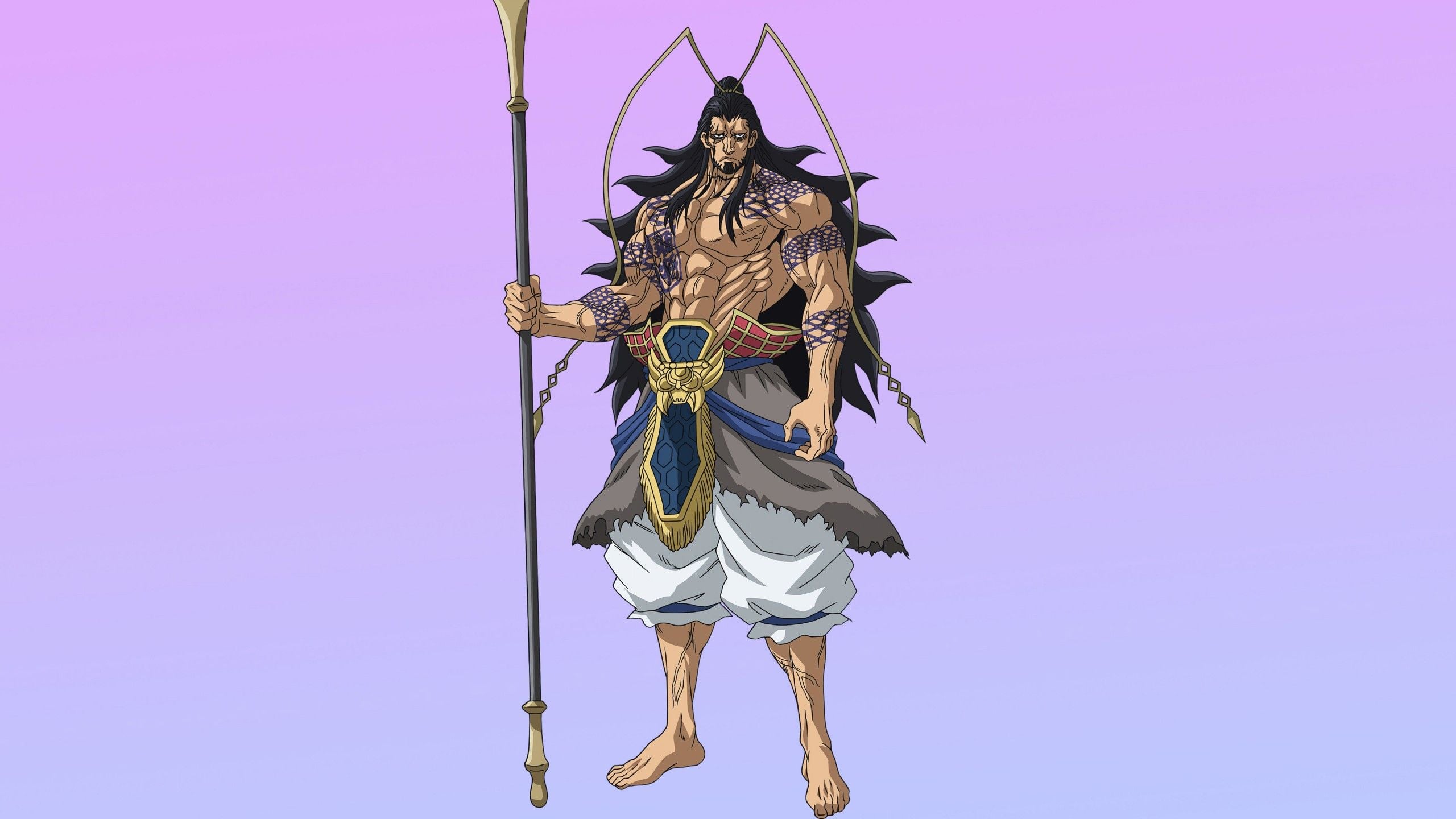 2560x1440 Lu Bu Light Purple Background 4K HD Record of Ragnarok Wallpaper