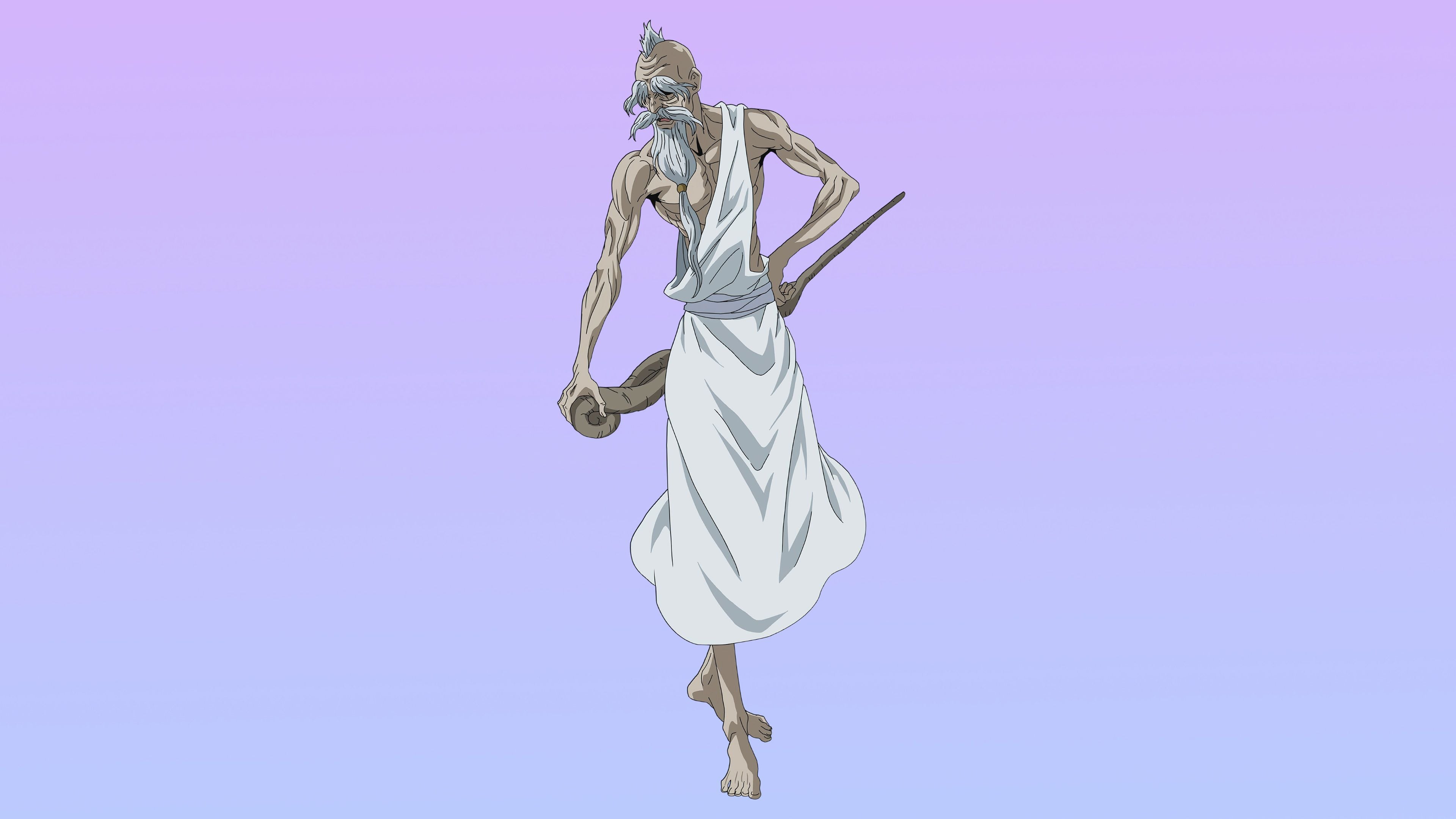 3840x2160 Zeus Light Purple Background 4K HD Record of Ragnarok Wallpaper