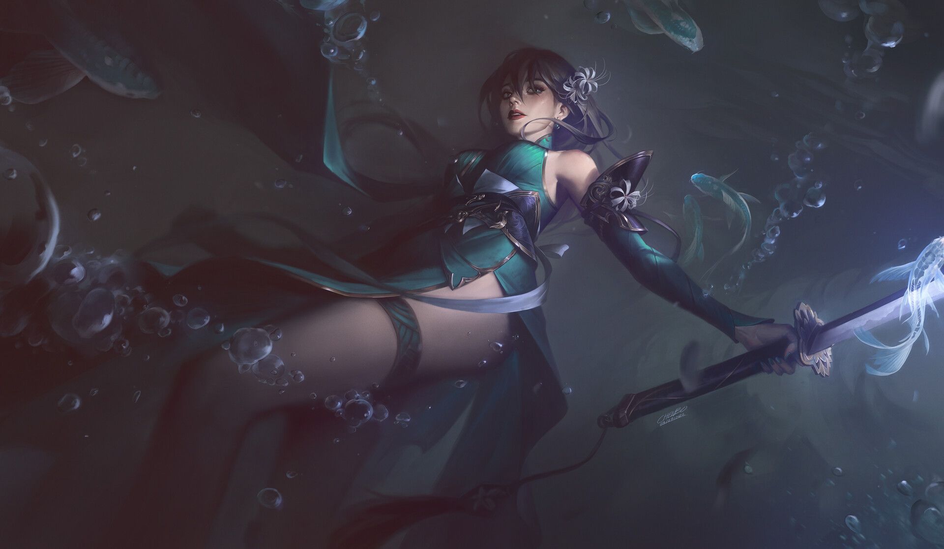 1920x1116 Spider Lily in water
