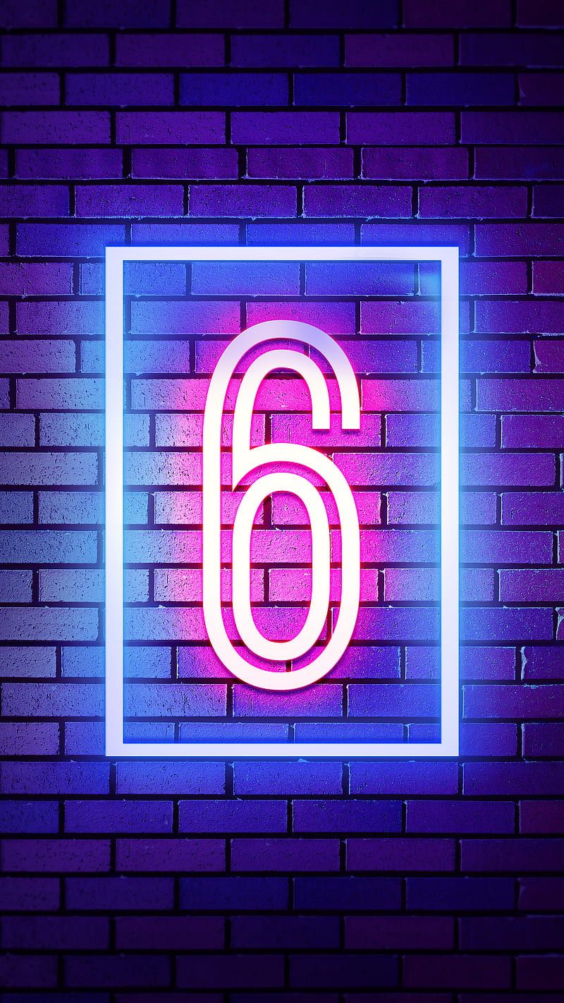 800x1422 Six, 6 number, neon six, six number, HD phone wallpaper