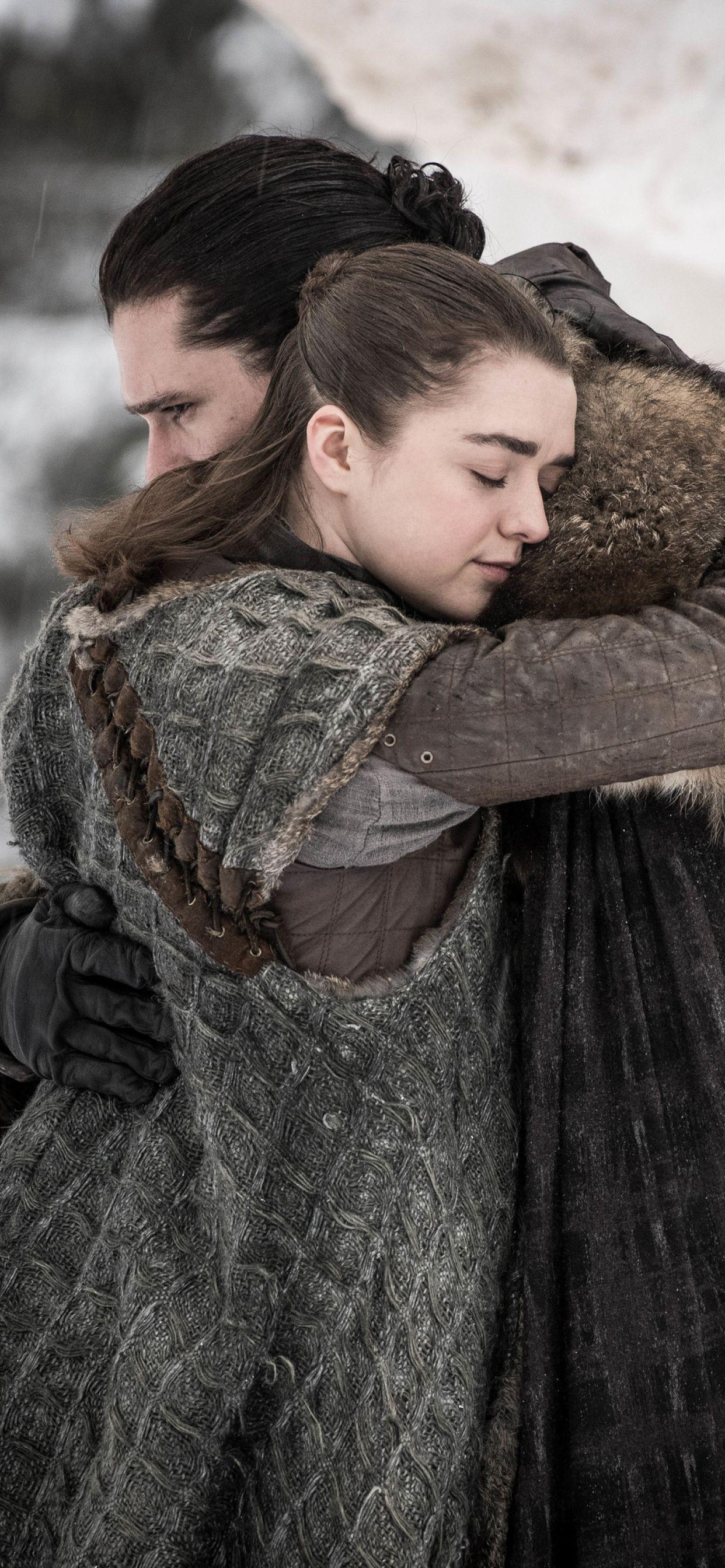 1242x2688 Jon Snow Meets Arya Stark in GOT Season 8 iPhone XS MAX
