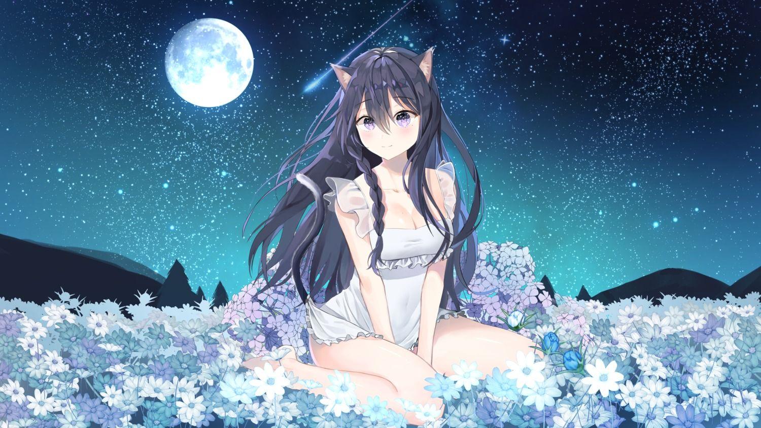1500x844 ppyono animal ears cleavage nekomimi see through skirt lift tail