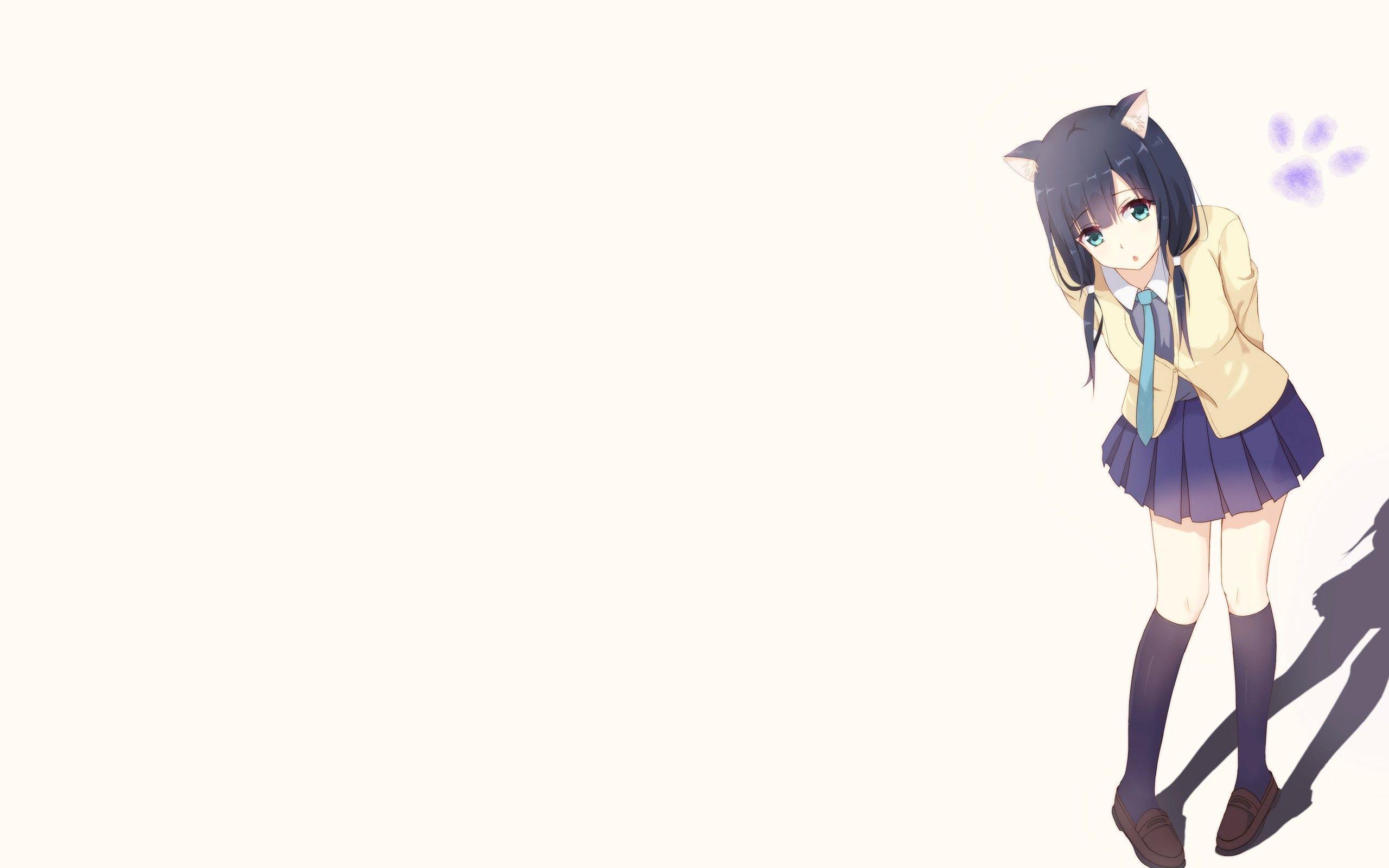 2560x1600 #anime girls, #Shirobako, #nekomimi, #simple background