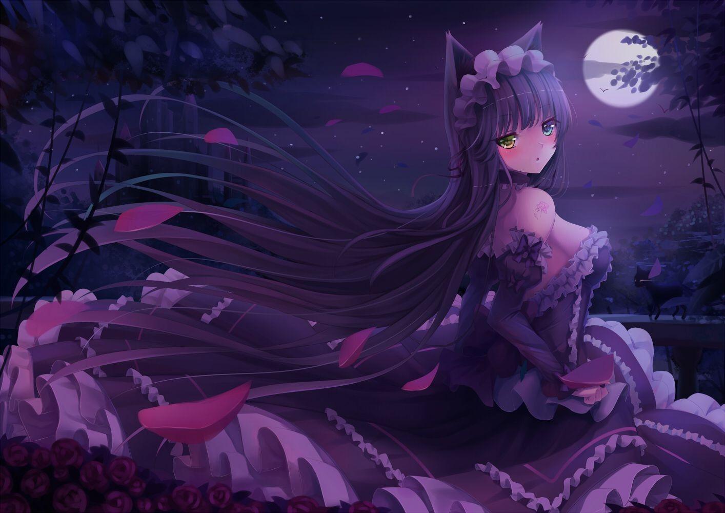 1414x1000 #animal ears, #heterochromia, #original characters, #anime