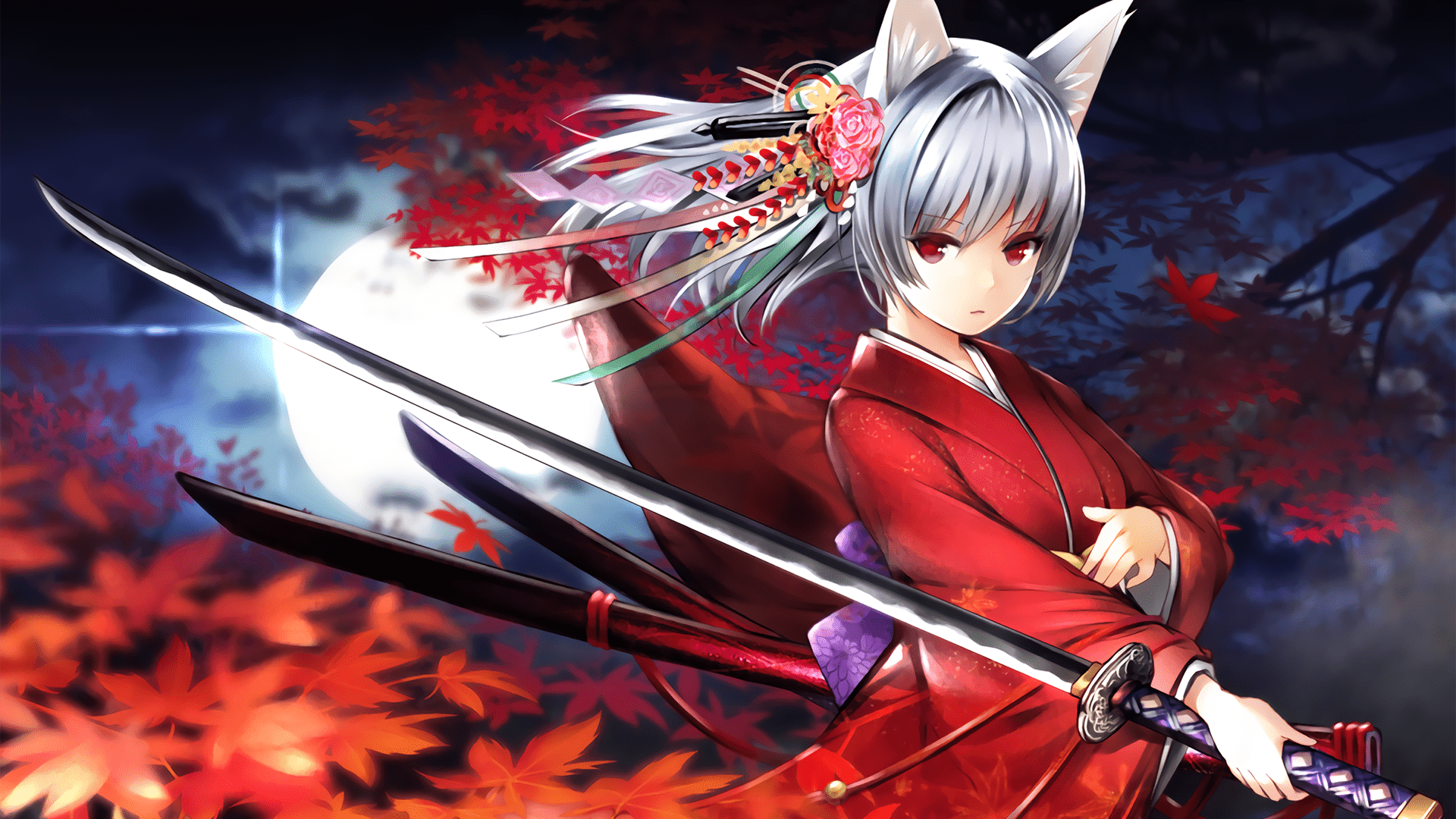 1920x1080 nekomimi katana yukata. Anime warrior girl, Nekomimi, Samurai anime