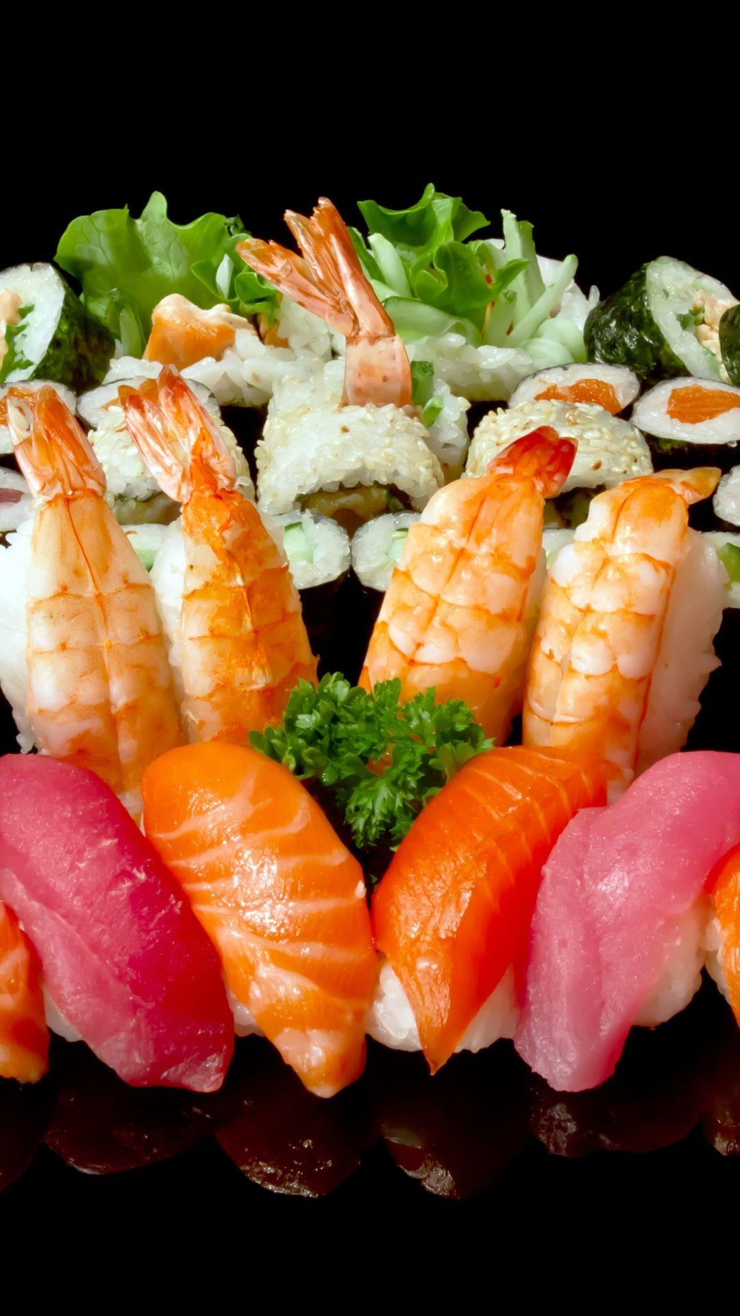 1080x1920 Rolls Sushi Plate A Lot Seafood iPhone 8 Wallpaper Free Download
