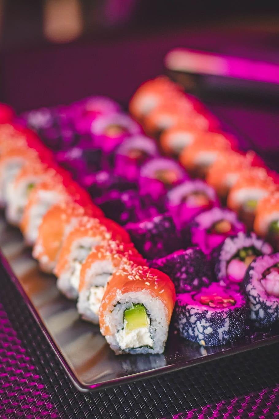 910x1365 HD Wallpaper: Maki Sushi On Glass Plate, Close Up, Cuisine