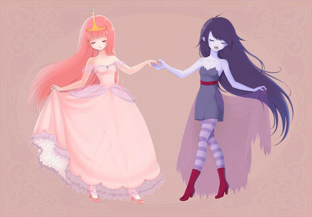 1073x744 Marceline And Princess Bubblegum Kissing Wallpaper