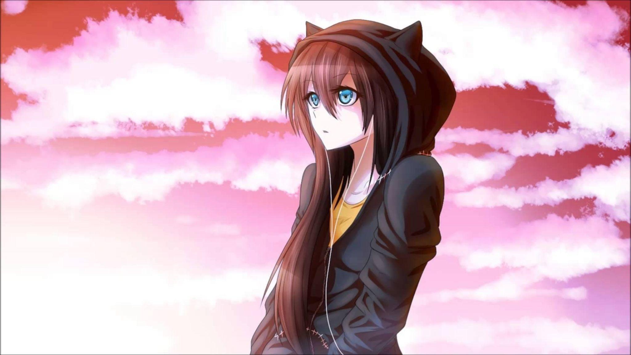 2048x1152 Download Wallpaper Nightcore, Forgiven, Anime, Girl Hair