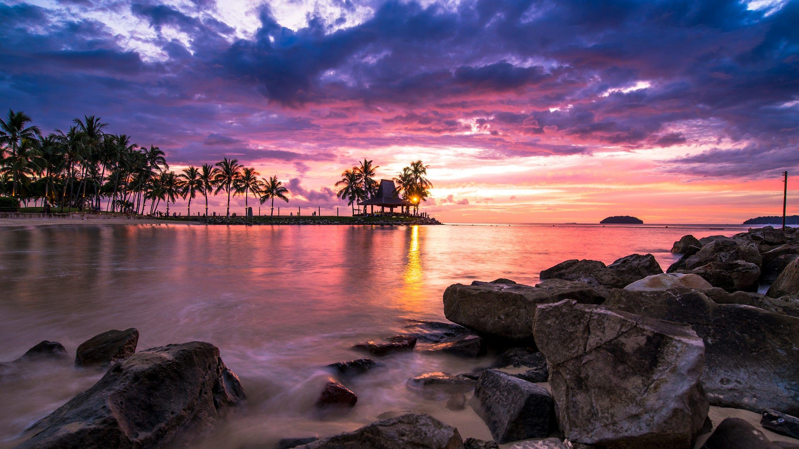 2560x1440 Beach Sunset Wallpaper for Desktop and Mobiles Youtube Cover Photo