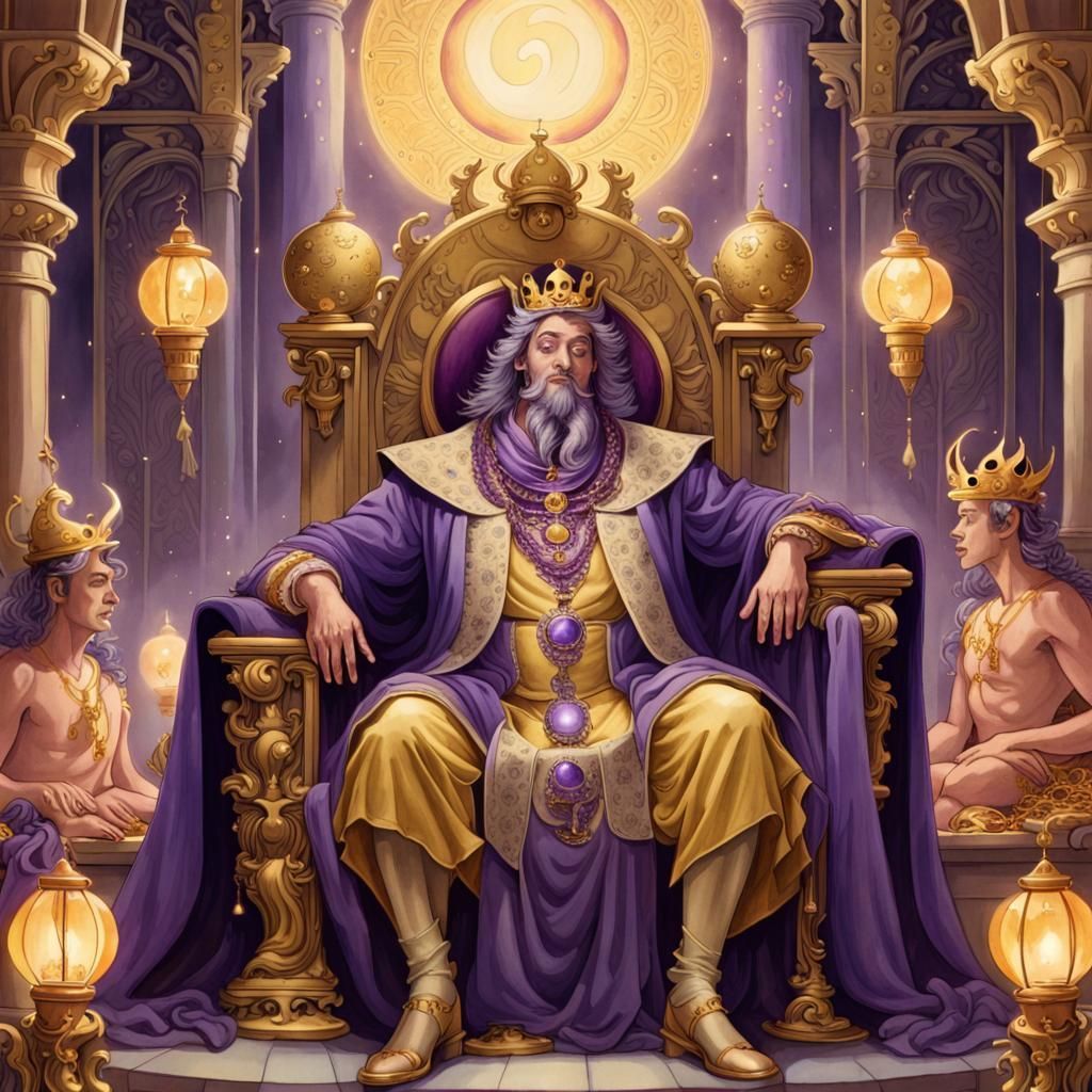 1024x1024 King Midas on Golden Throne in Art Nouveau Style