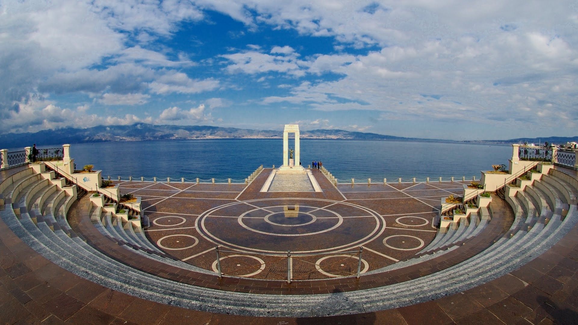 1920x1080 Reggio di Calabria, theater, Calabria, Italy, landscape, sea, HD Wallpaper