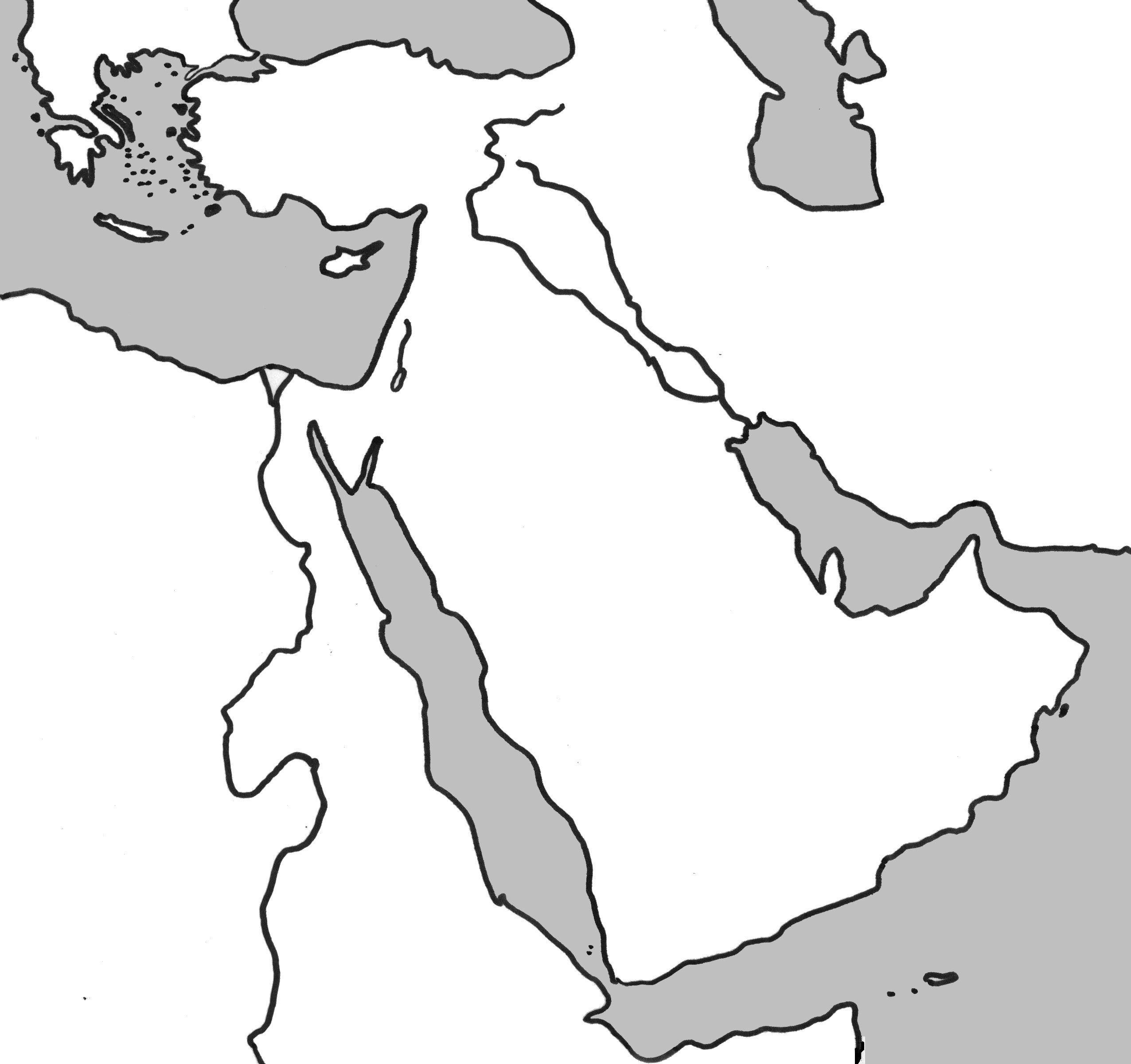 2552x2400 Physical Outline Map of the Middle East