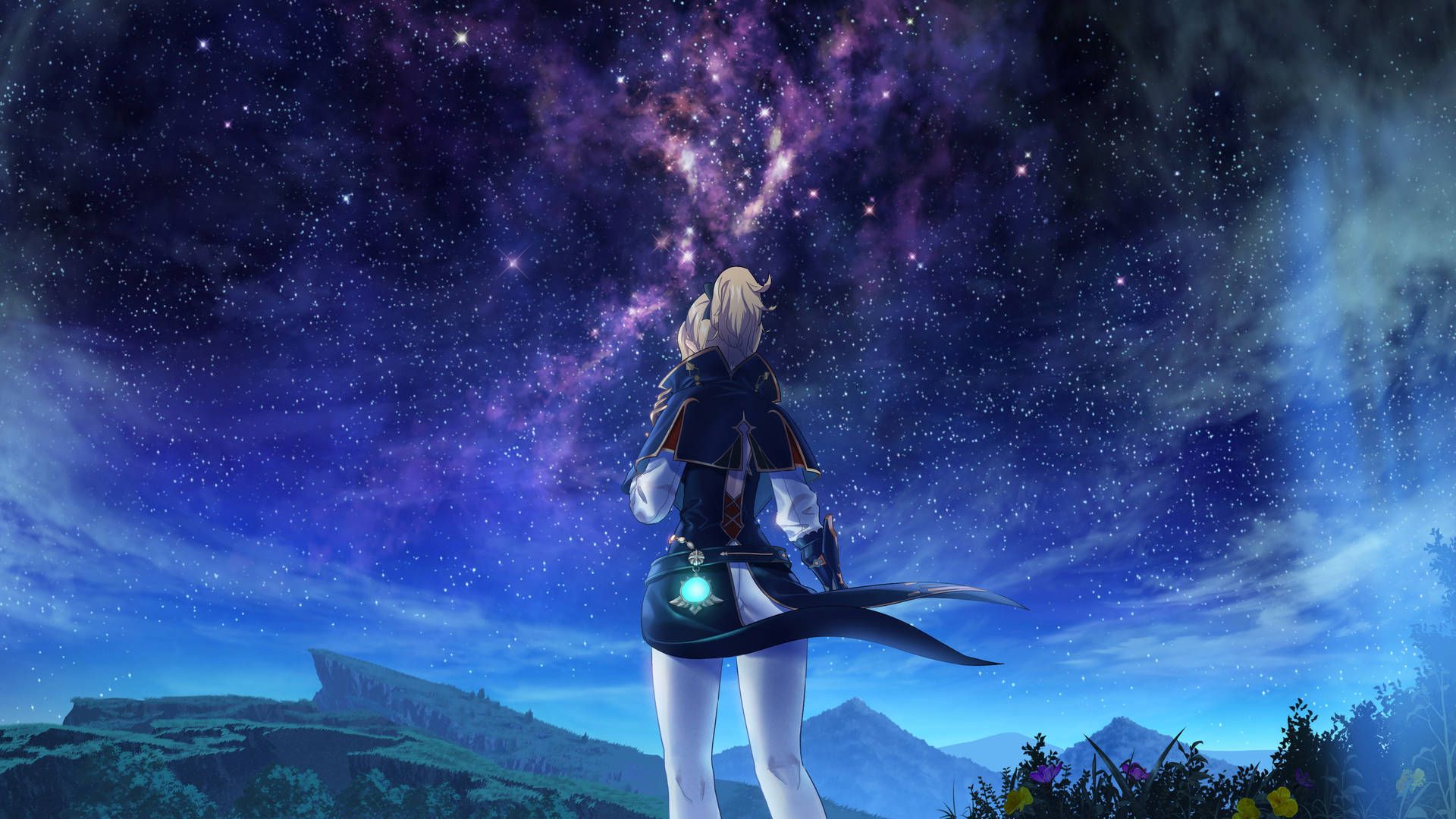 1920x1080 Download Genshin Impact Jean Looking At Galaxy Wallpaper