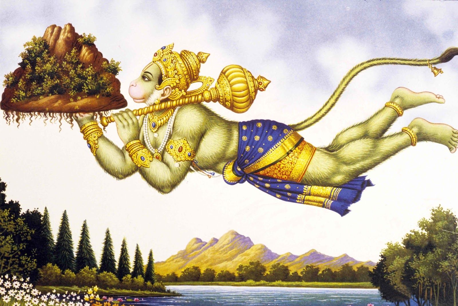 1600x1070 Flying Hanuman Ji Wallpaper