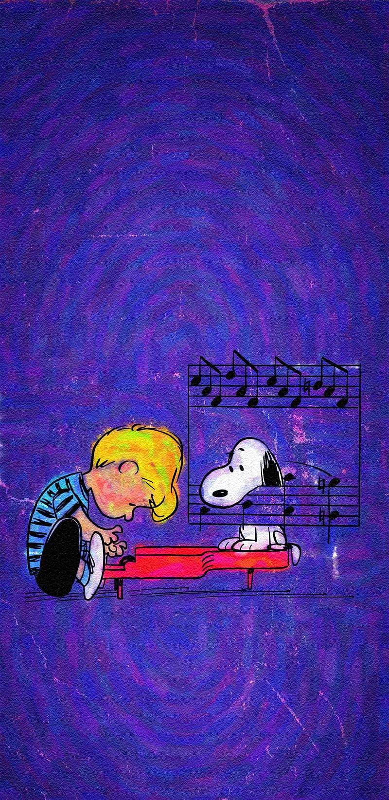 800x1644 Schroeder and Snoopy, beethoven, charlie brown, music, peanuts, piano, pop art, HD phone wallpaper