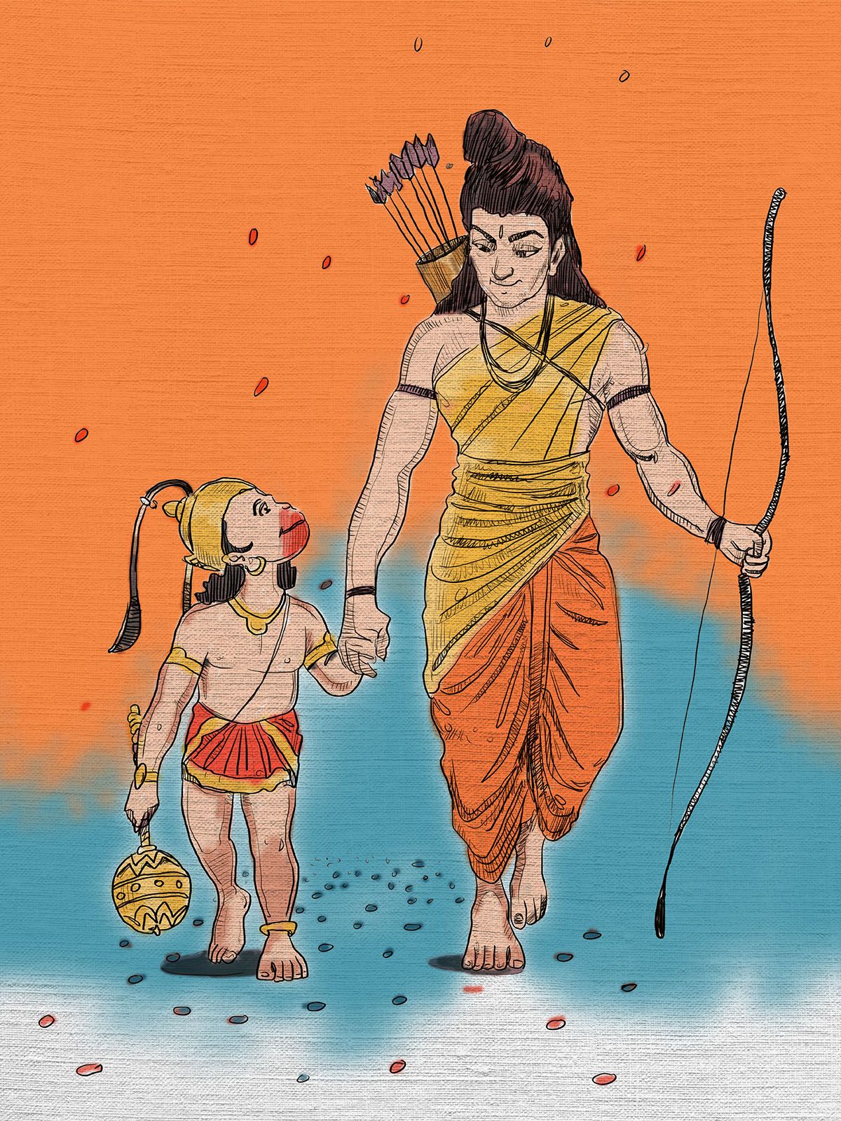 1200x1600 Ram ji and Hanuman ji Wallpaper for Wall®