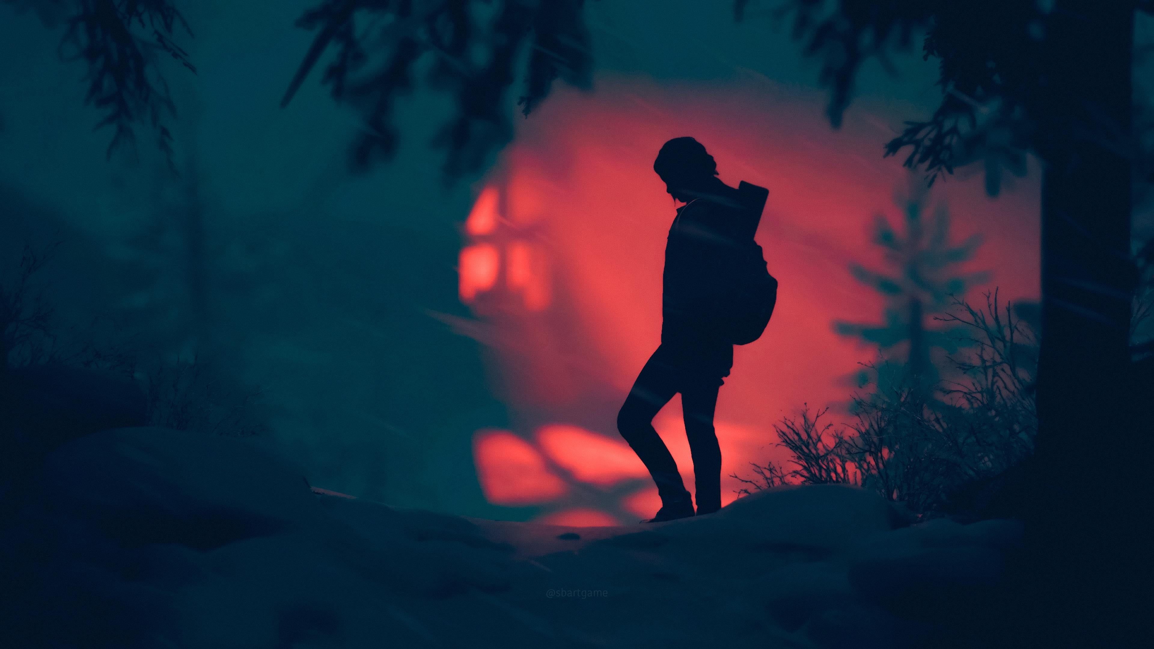 3840x2160 4K, Ellie Williams, Naughty Dog, PlayStation, The Last of Us, The Last of Us silhouette, video game art, HD Wallpaper