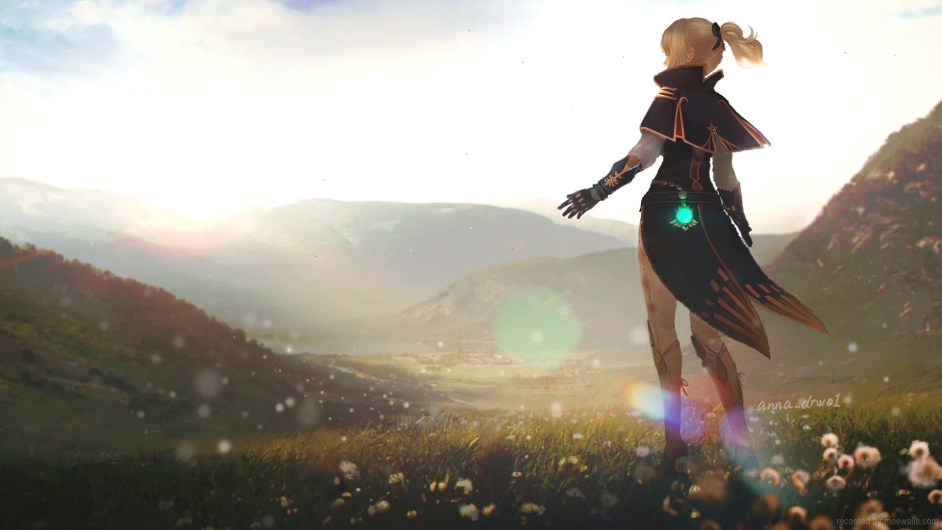 1920x1080 Jean Flower Field Genshin Impact Live Wallpaper
