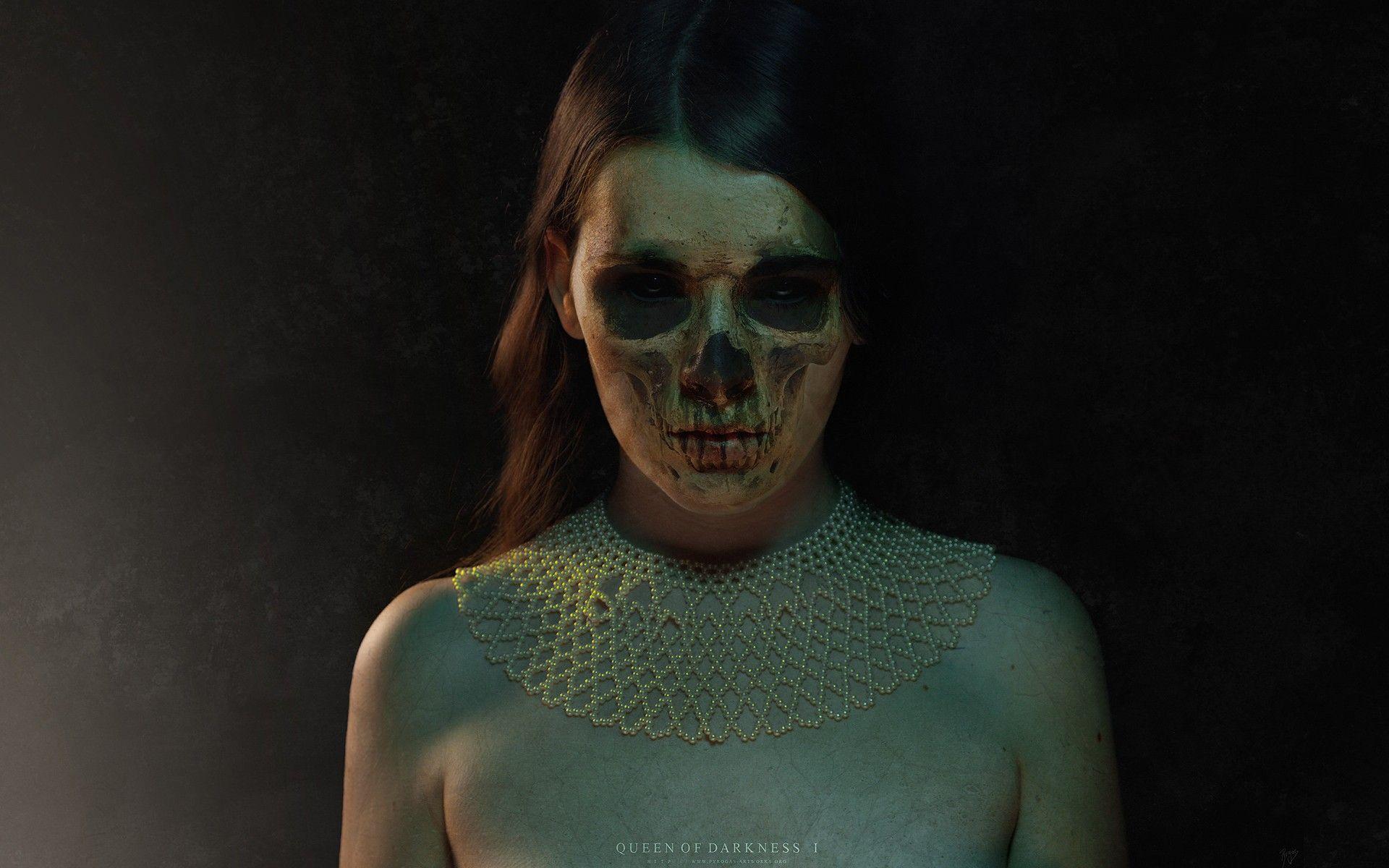 1920x1200 women, digital art, macabre wallpaper