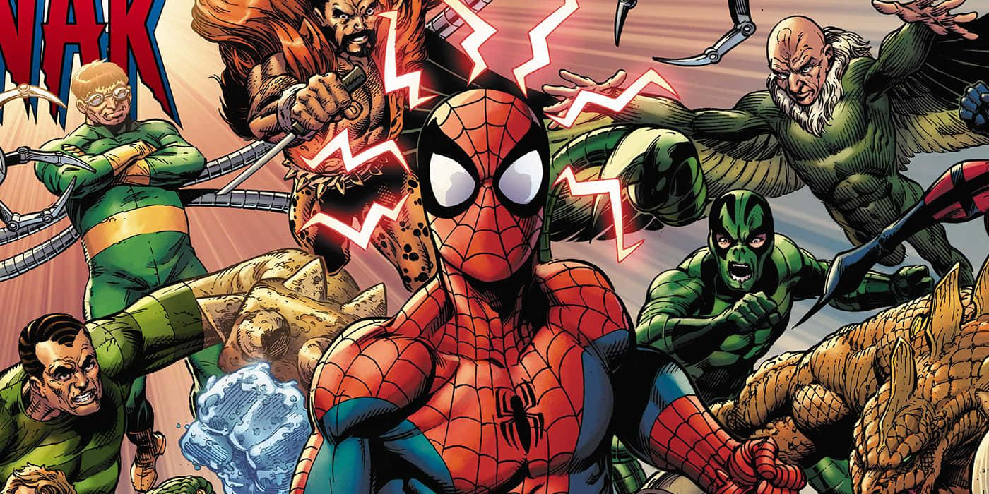 1400x700 Download Sinister Six Confrontation Against Spider Man Wallpaper