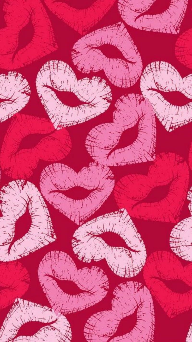 800x1420 HD lipstick kisses wallpaper