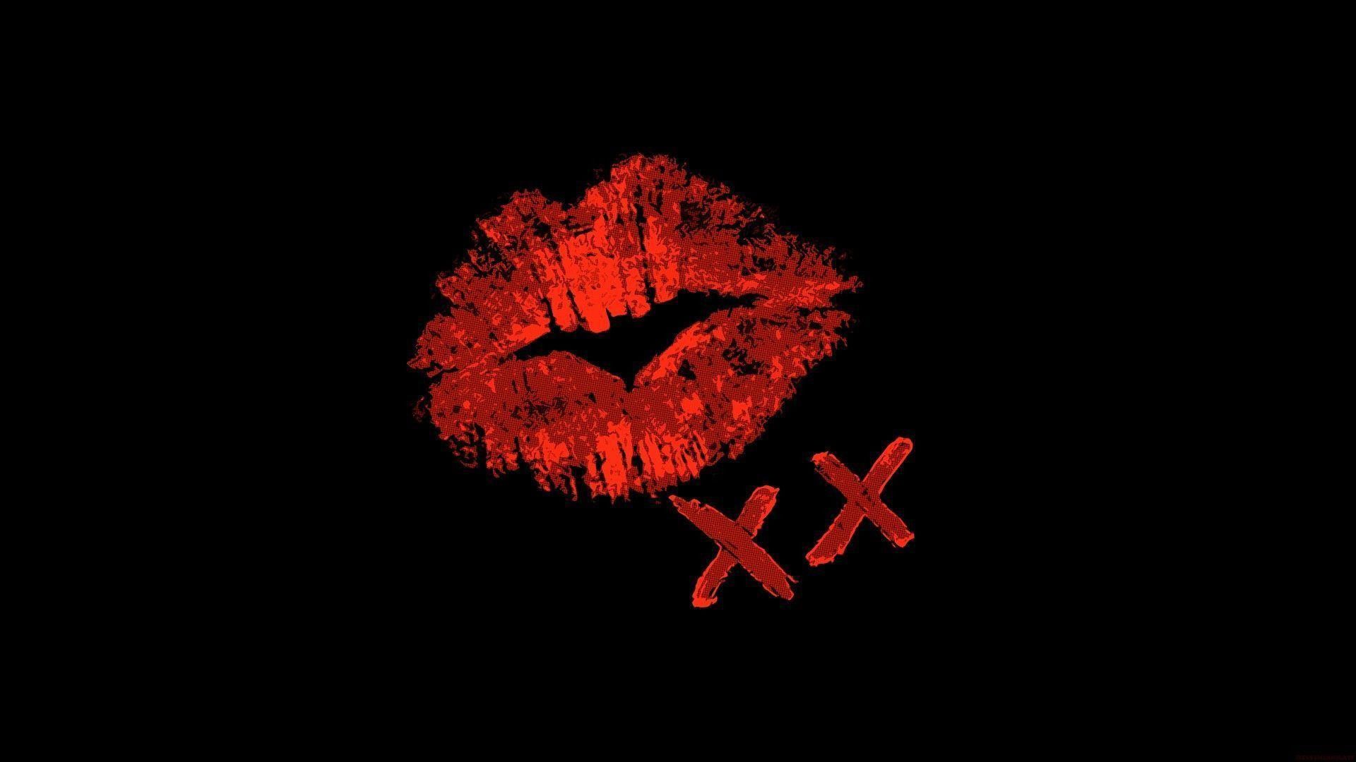 1920x1080 Red Lips Black Background Wallpaper 28449