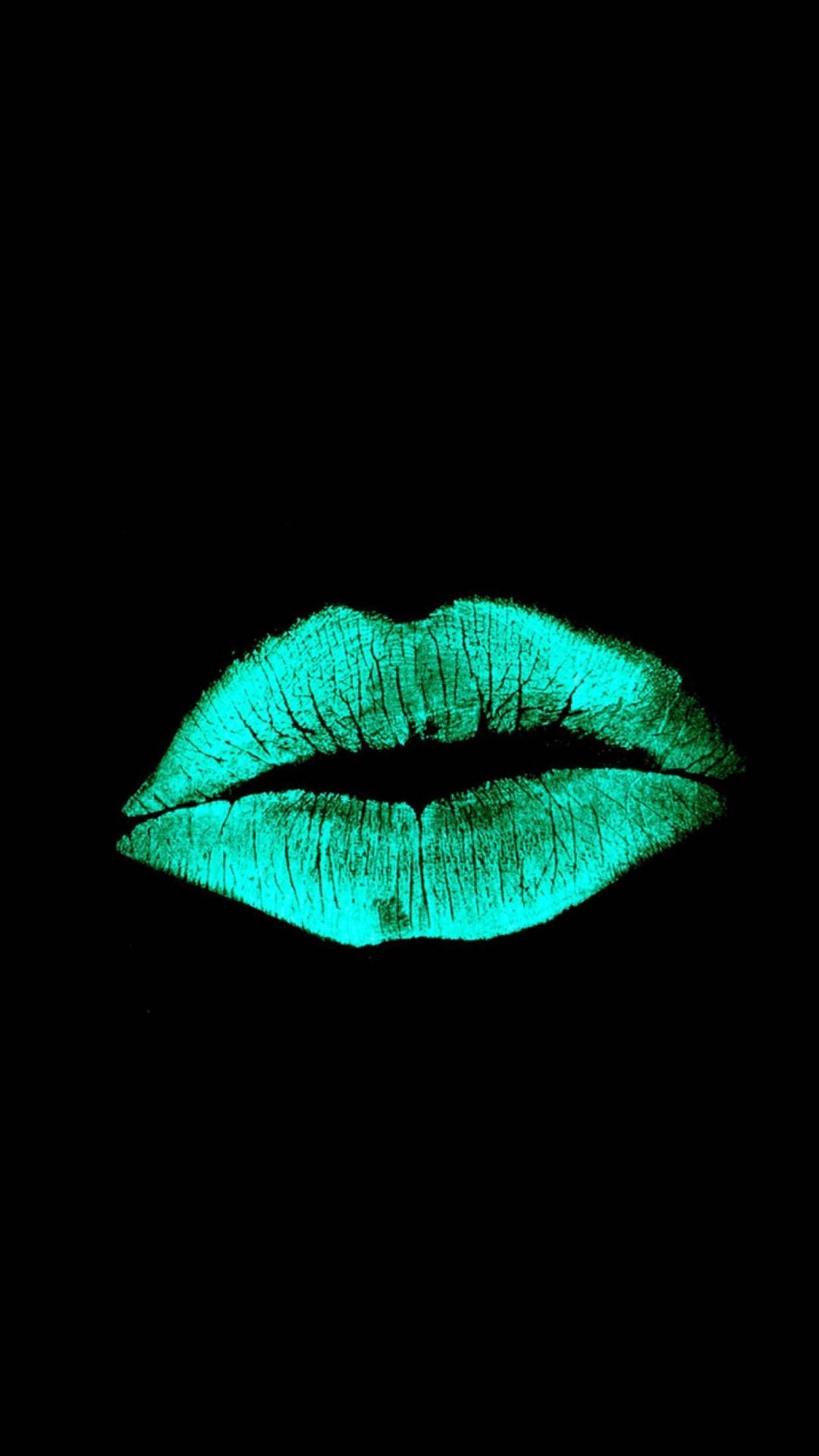 1080x1920 Download Matted Green Kiss Mark Of Lips Wallpaper