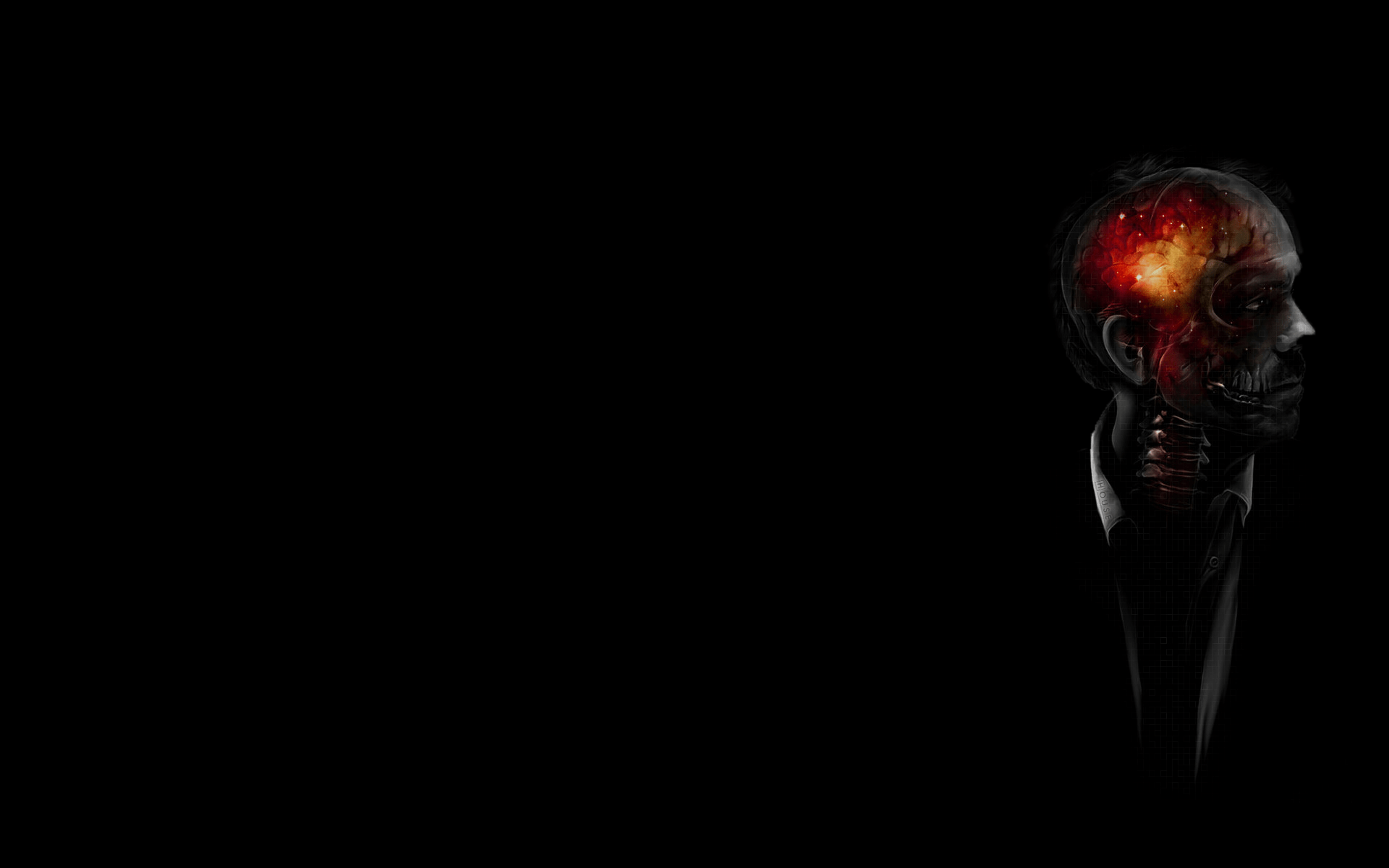 1920x1200 Brain Black Skull Skeleton Skeletons skulls horror macabre