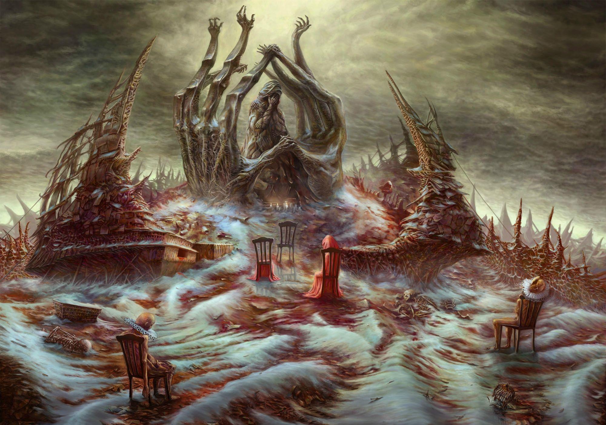 2000x1403 dark, Horror, Fantasy, Art, Blood, Clowns, Reaper, Death, Sad