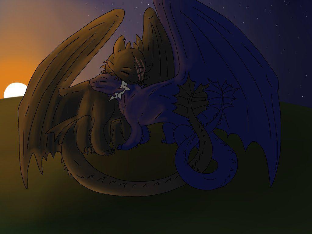 1024x768 Toothless And Nightshade Mating. Autumn Sunset By Camy Orca. Cool