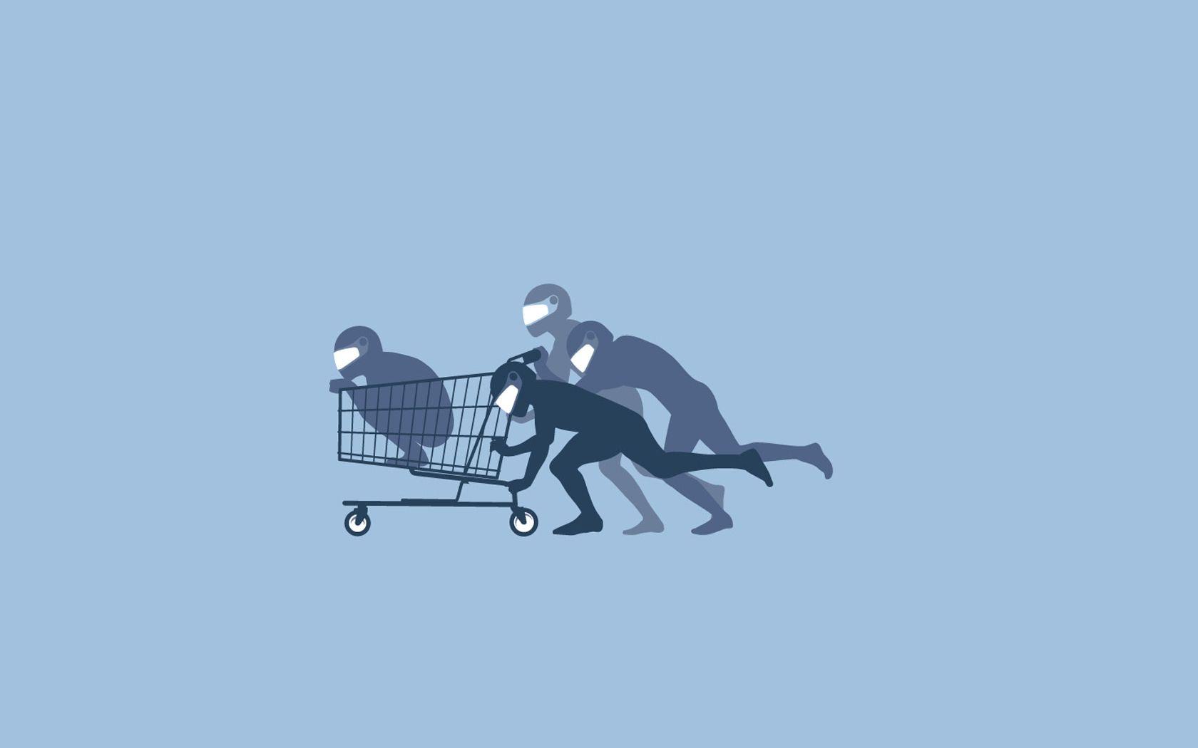 1680x1050 Shopping Cart Ninja Fun Funny HD Wallpaper