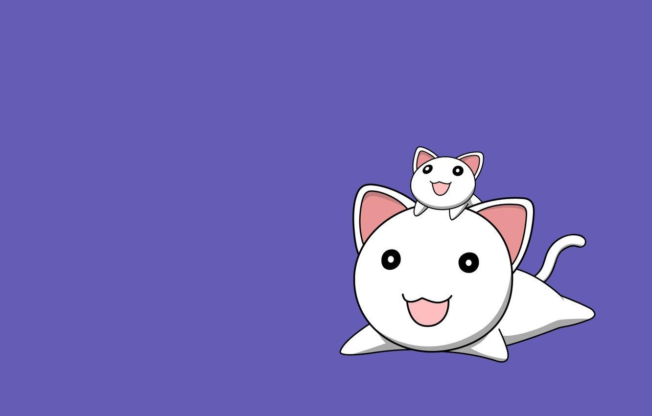 1332x850 Wallpaper cat, smile, background, lilac, cats, minimalism, Anime