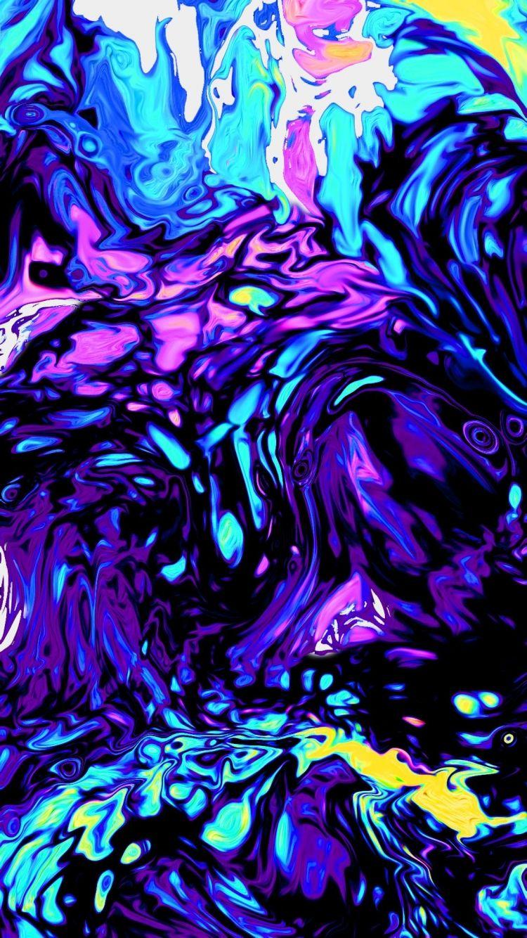 750x1334 Free download Purple liquid marbling abstract art in 2020 Trippy