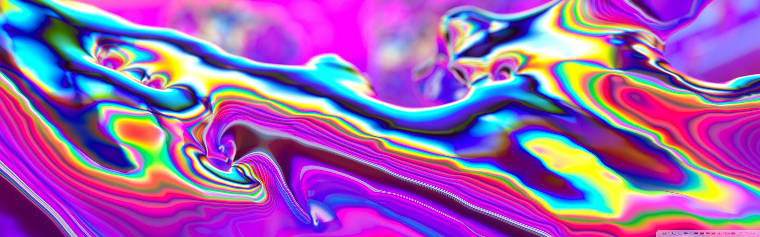 2880x900 Abstract Iridescent Liquid Art Ultra HD Desktop Background