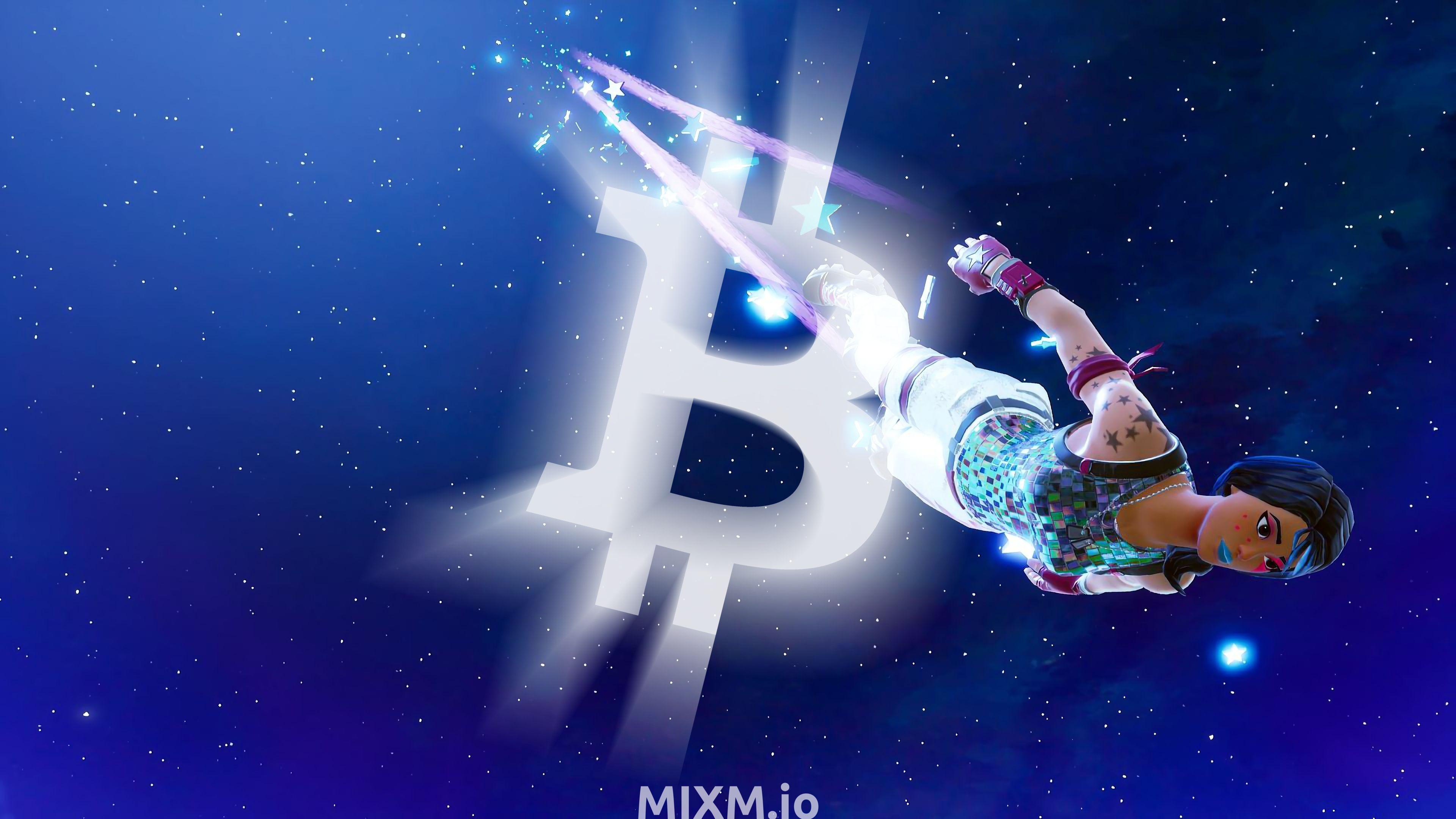 3840x2160 Bitcoin B White Sparkle Specialist Skydive Fortnite Battle Royale