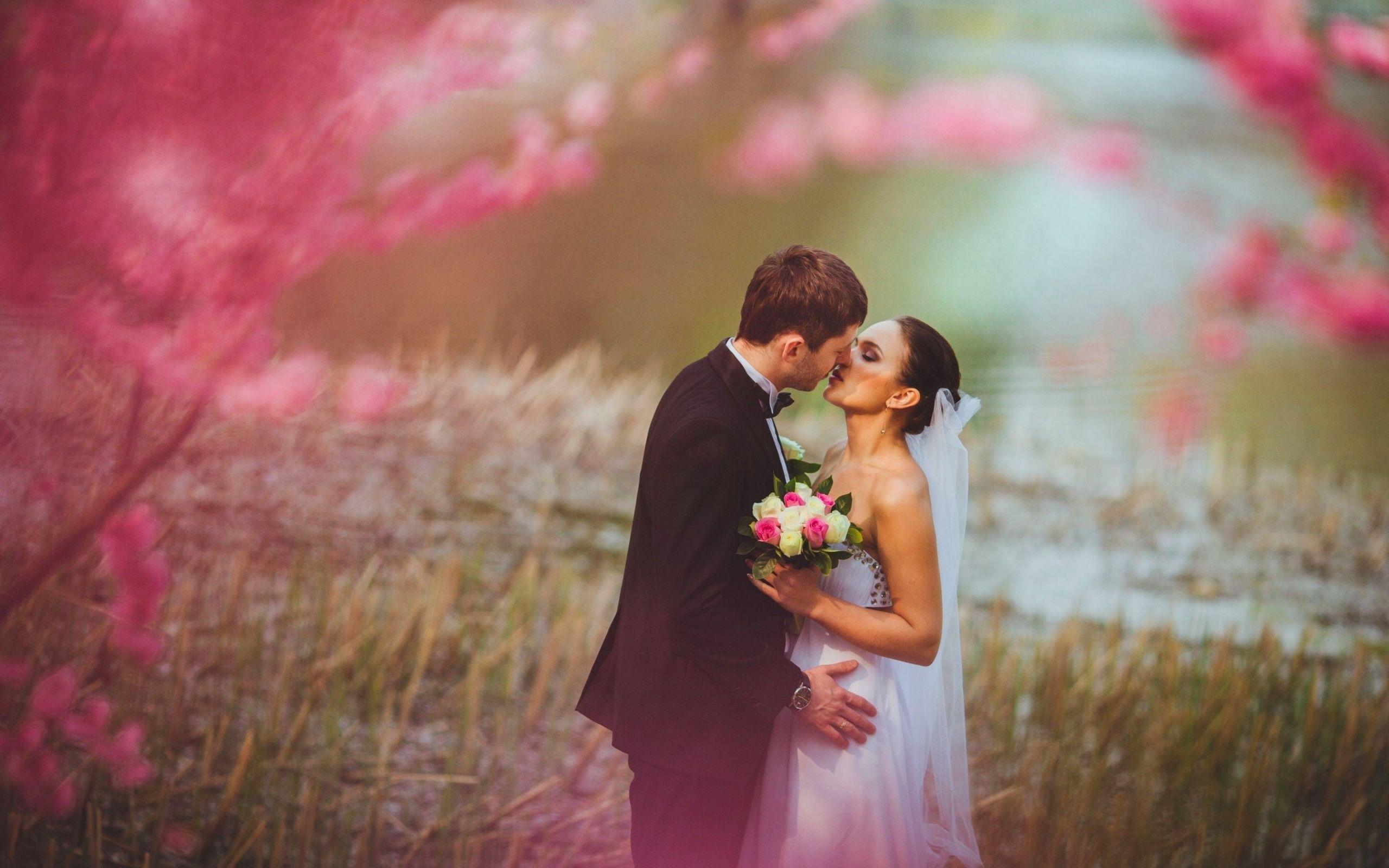 2560x1600 Wedding Couple Tenderness Kiss Wallpaper