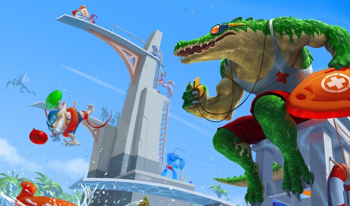 1215x717 Pool Party Renekton Skin of Legends Wallpaper