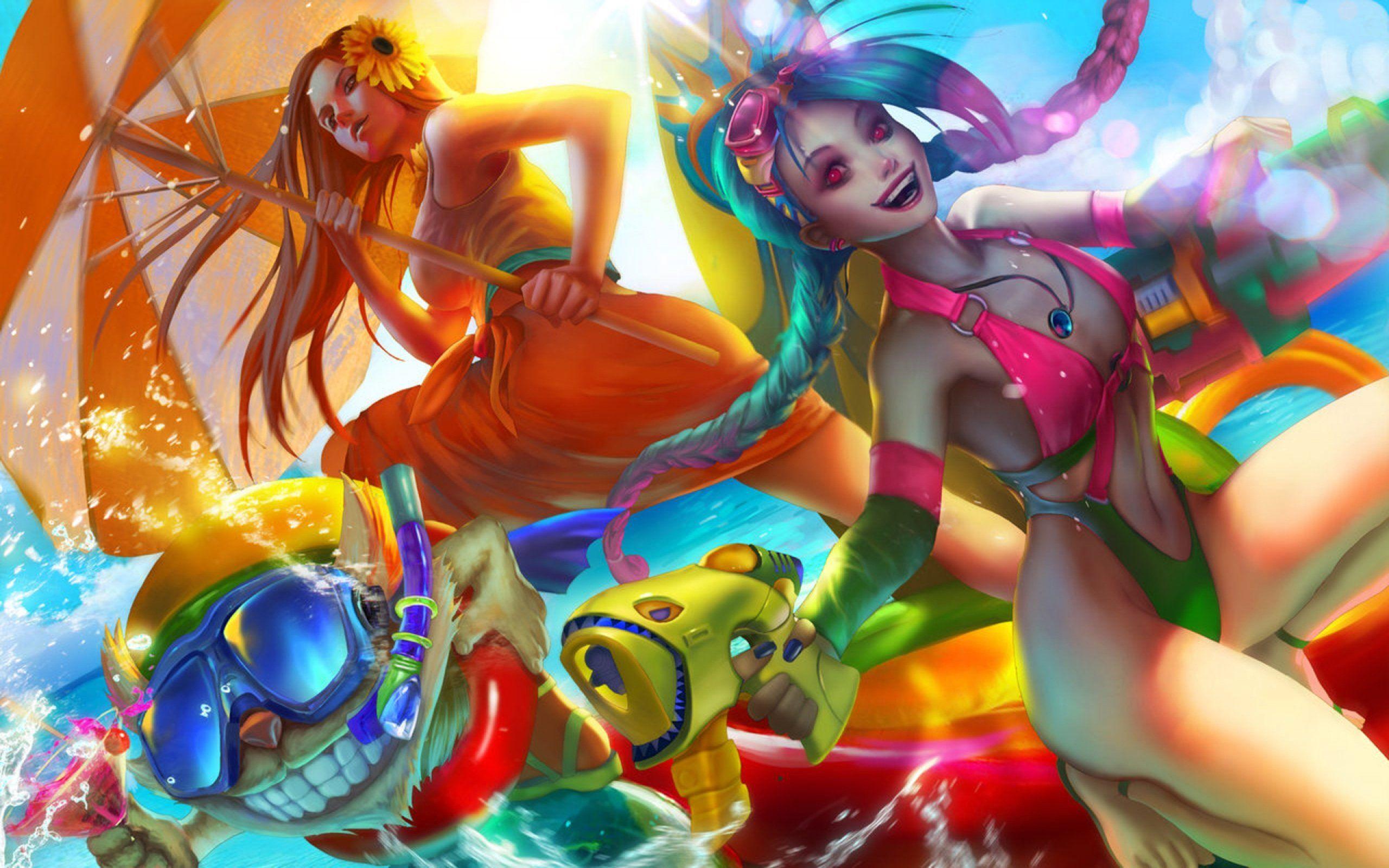 2560x1600 Pool Party Jinx Warrior Skins League Of Legends Fantasy Art