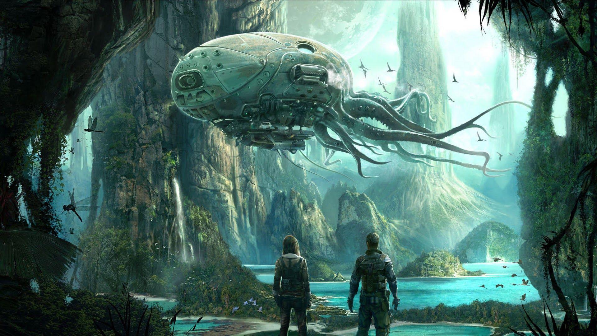 1920x1080 2D Sci Fi Art: The Lost World của Edvige Faini
