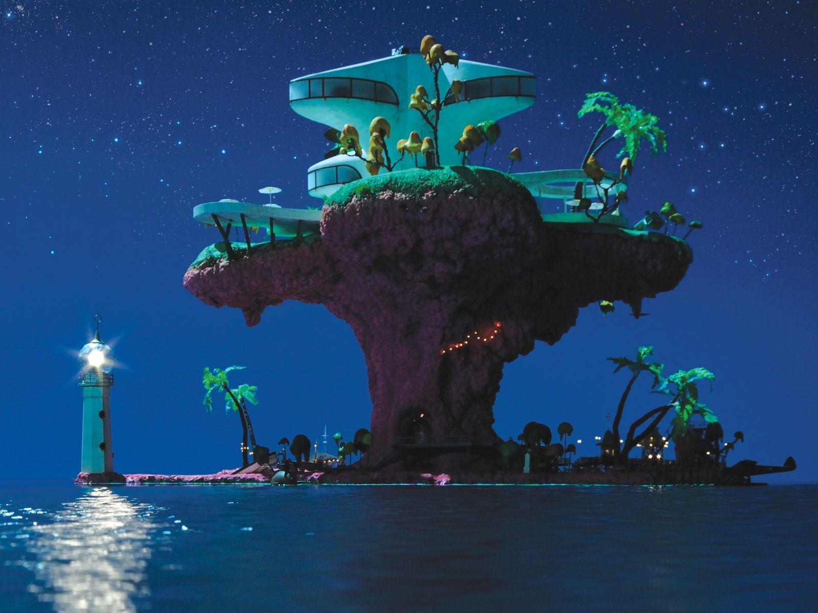 1600x1200 Plastic Beach at night. Gorillaz, Gorillaz plastic beach