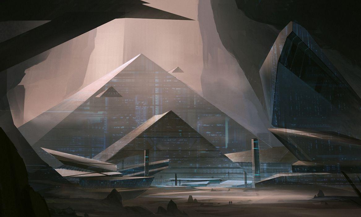 Hình nền 1167x700 Fantastic World Pyramid Fantasy Sci Fi.  1920x1152