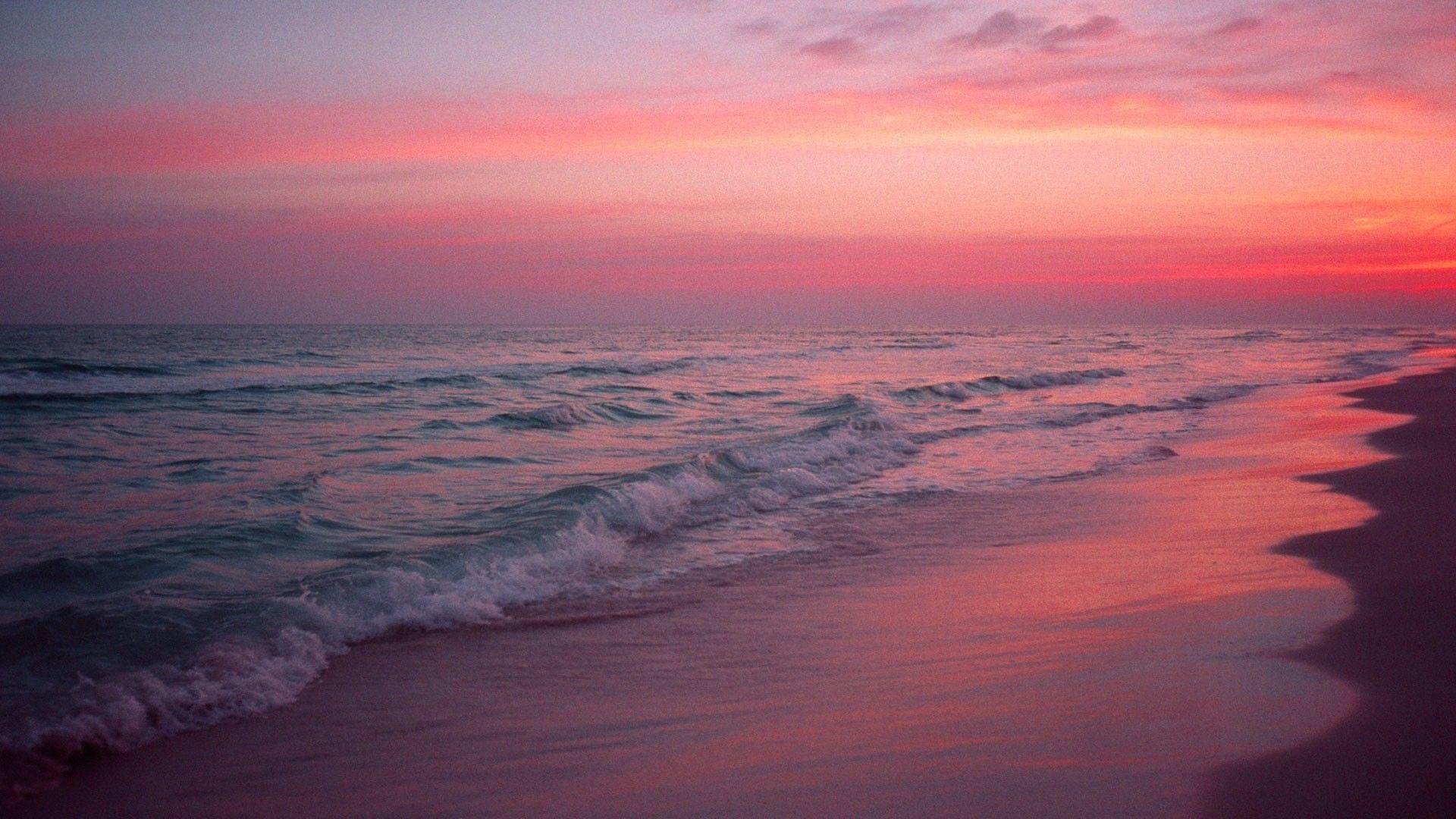 1920x1080 Pink Beach Sunset hình nền